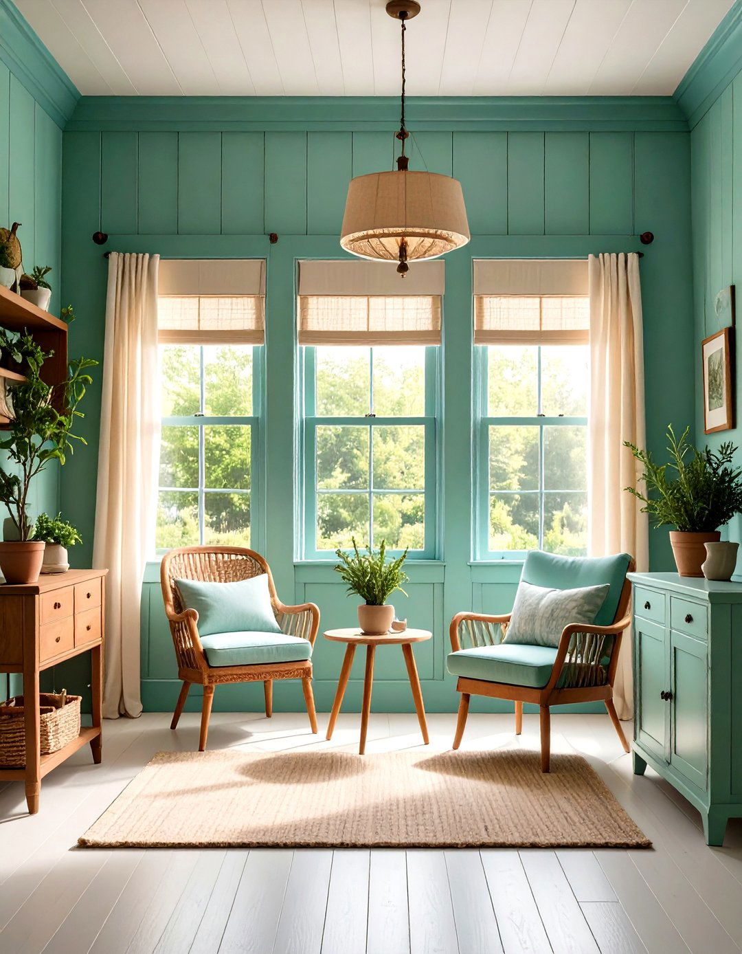 Soft Sage Reading Nook - 25 dark green home library ideas and inspiration