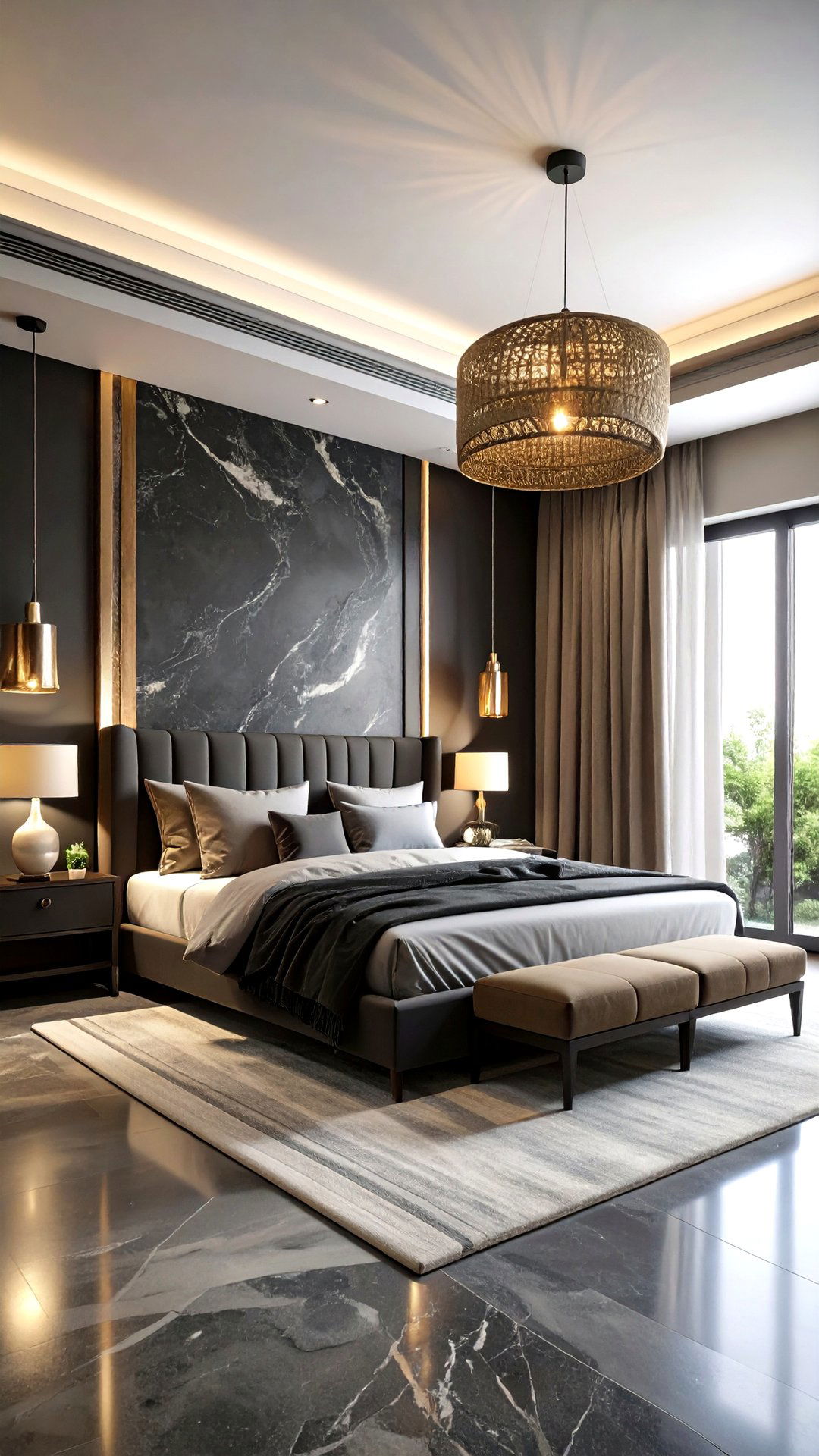 Softened Textured Plaster - 25 black accent wall bedroom ideas