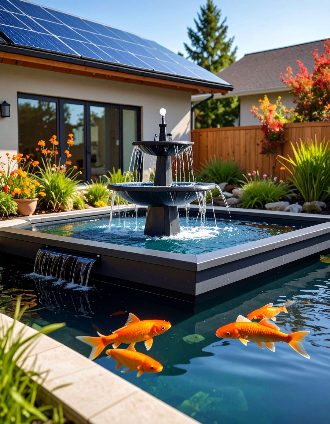 Solar Floating Fountain Pond Feature - 25 backyard pond ideas