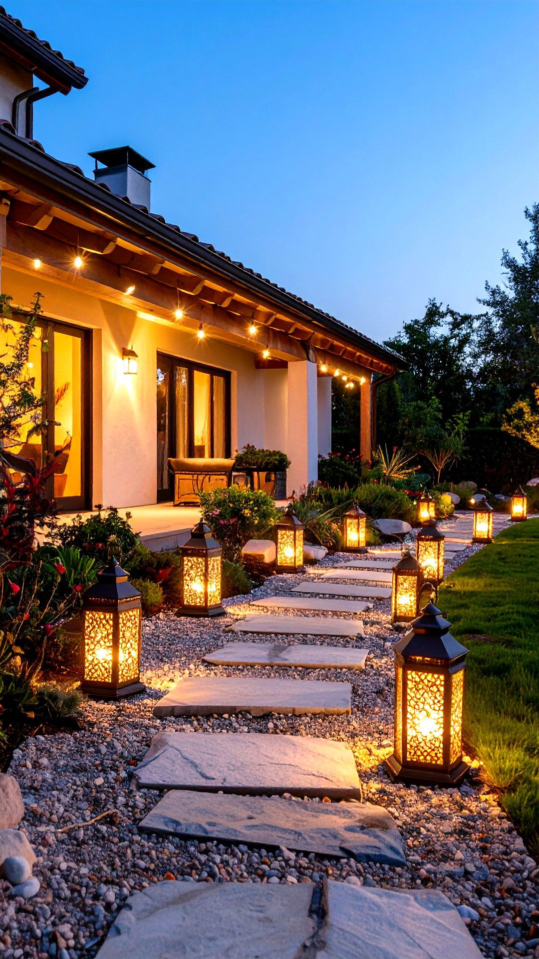 Solar Lantern Path Lights Guide the Boho House Exterior - 25 boho house exterior ideas