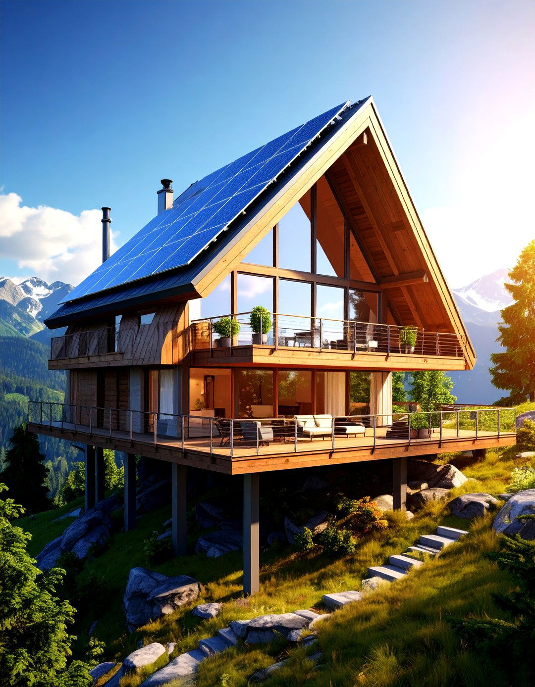 Solar Oriented Balcony Loft A Frame - 25 a frame house with balcony