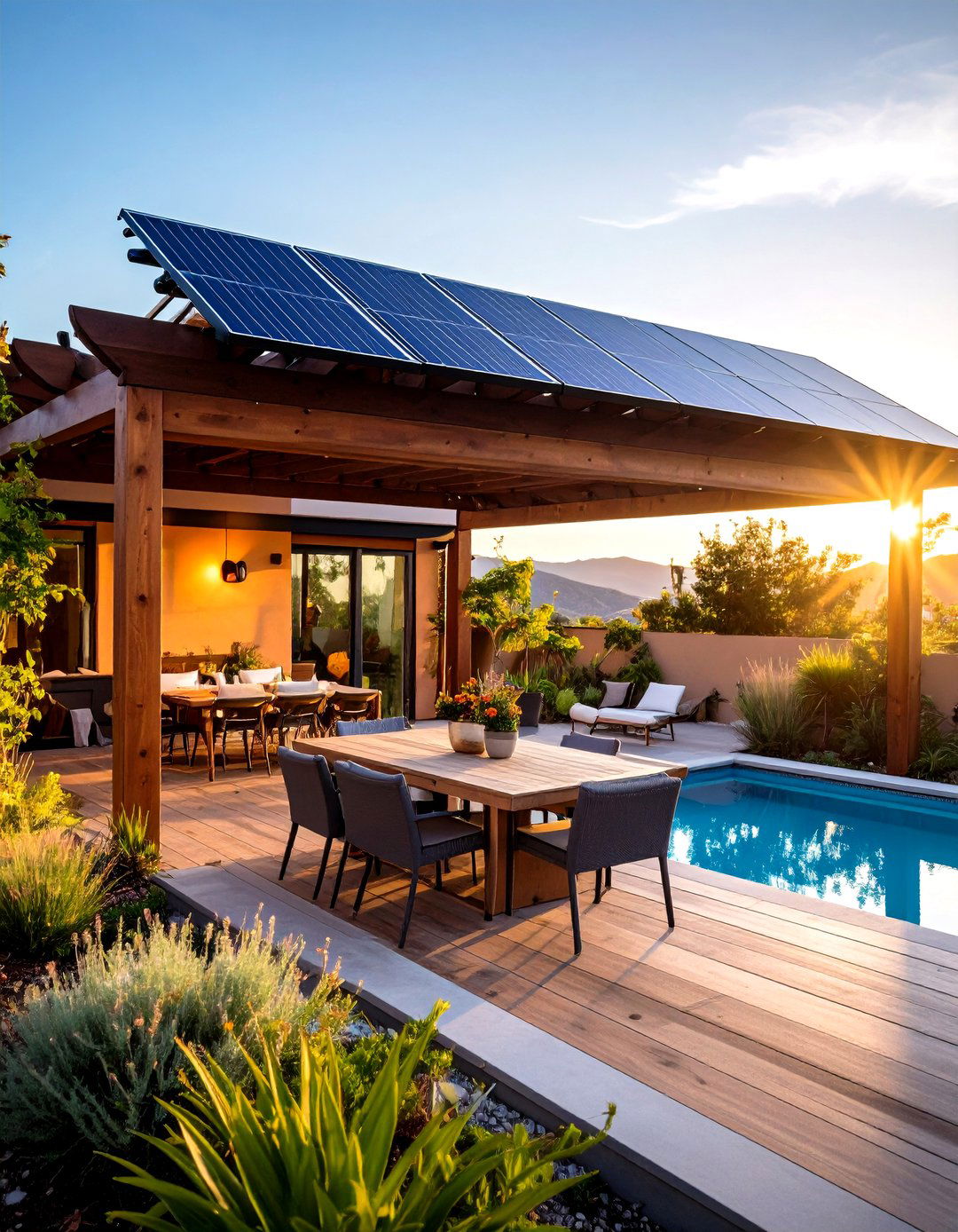Solar Pergola Roof Powers the Entire Backyard - 25 arizona backyard ideas