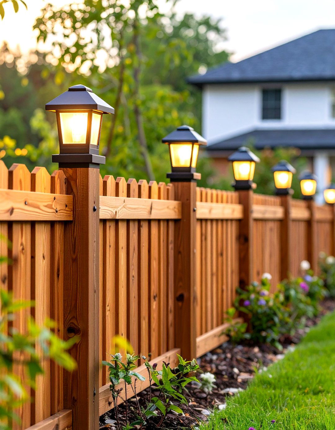 Solar Post Cap Fence Lighting for Classic Warmth - 25 fence lighting ideas