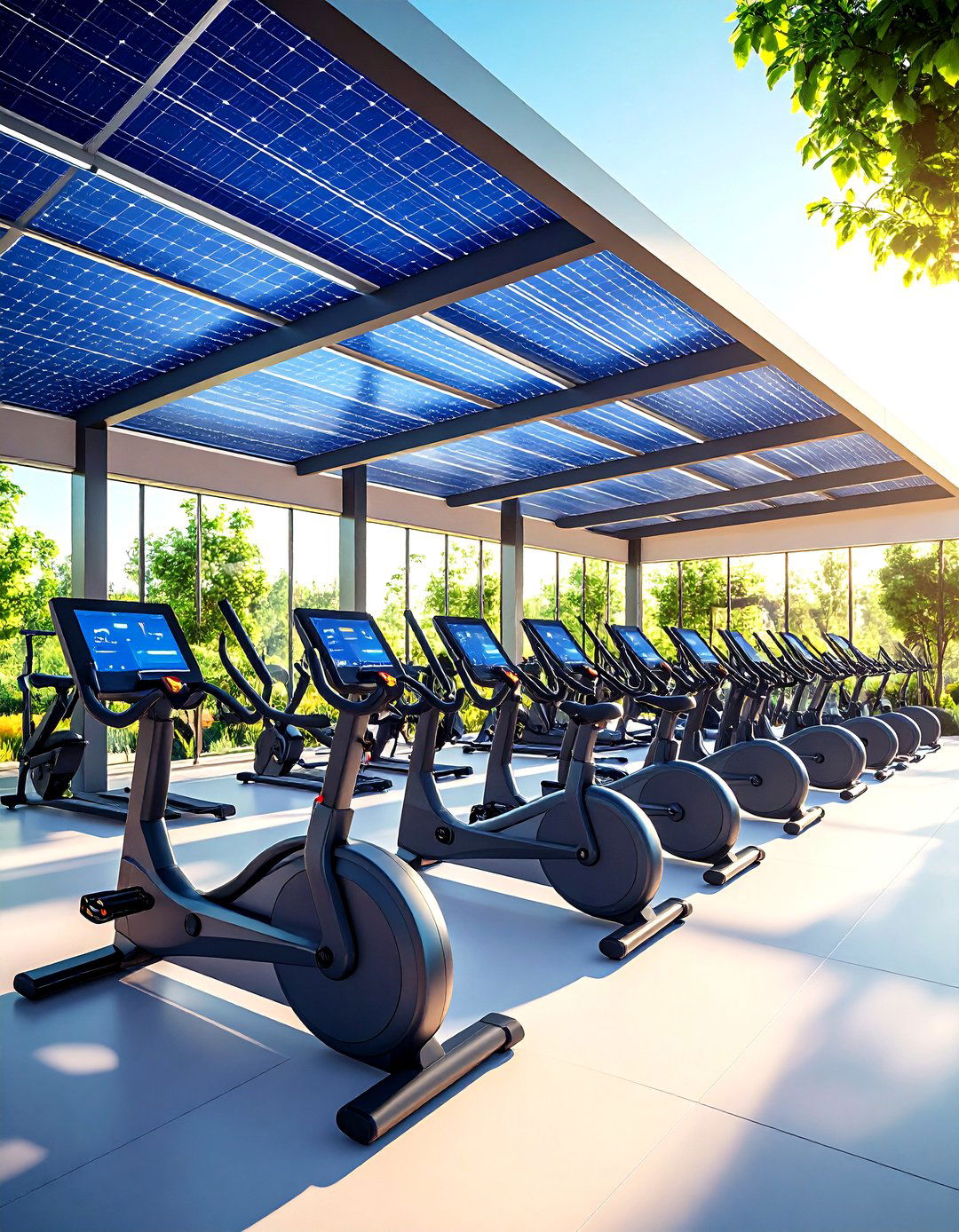 Solar Powered Smart Outdoor Gym With Energy Generating Equipment - 25 outdoor gym ideas