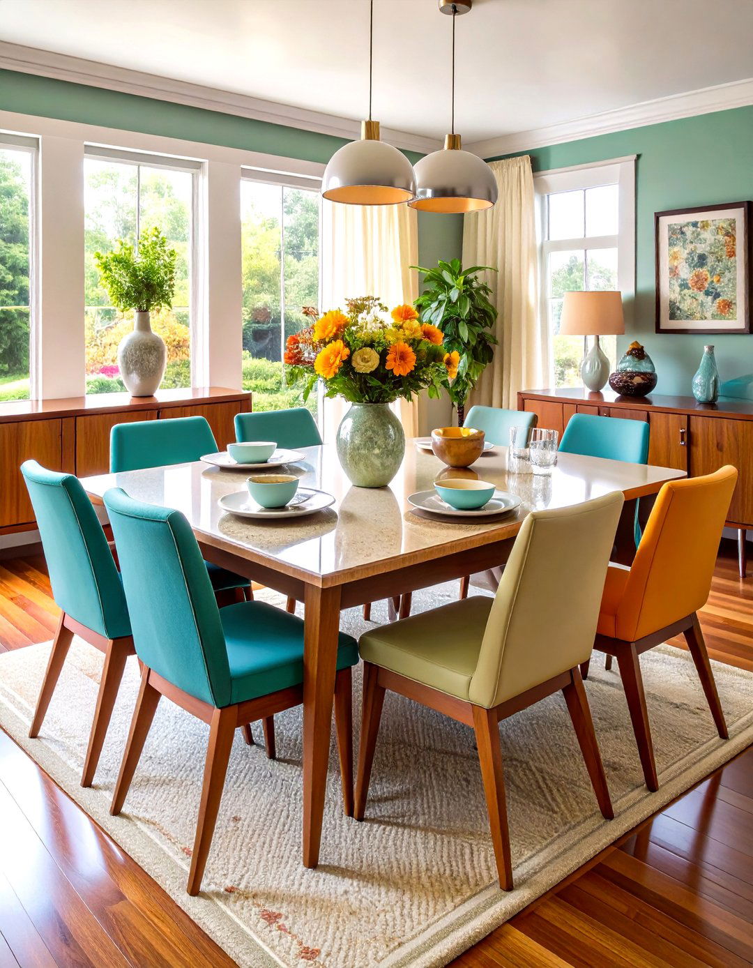 Speckled Formica Surfaces Resist Daily Wear - 25 70s dining room design ideas