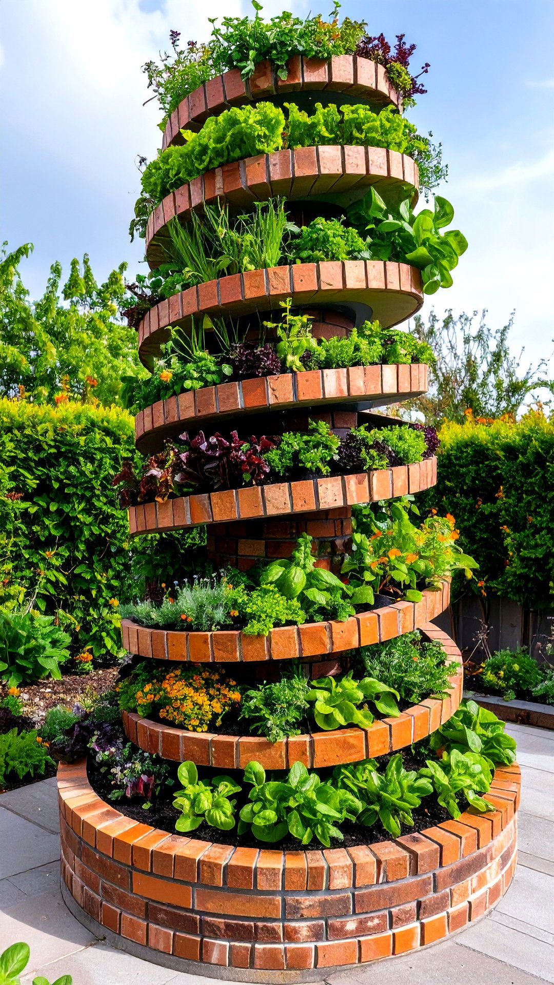 Spiral Herb Tower in Brick - 25 brick landscaping ideas