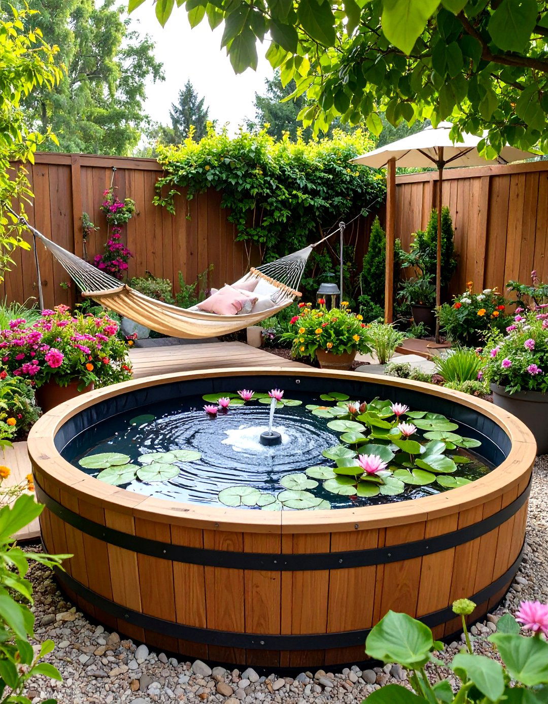 Splash Safe Container Pond - 25 nursery garden ideas