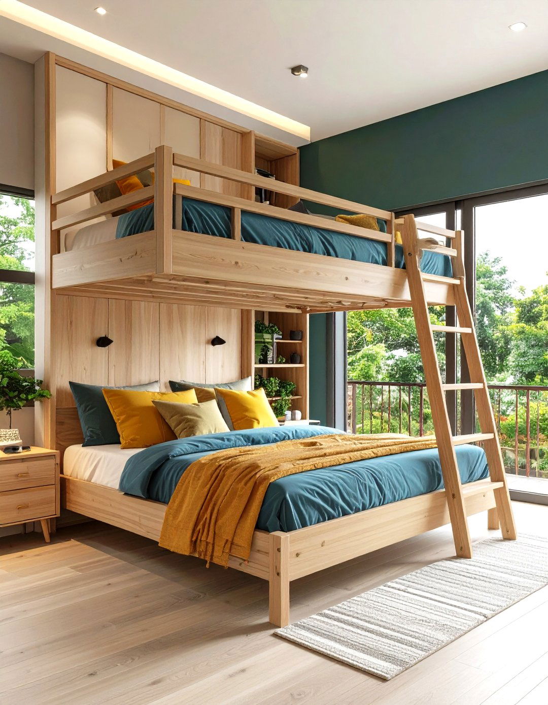 Split Level Loft Beds Using Staggered Heights - 25 2 beds in one small room ideas