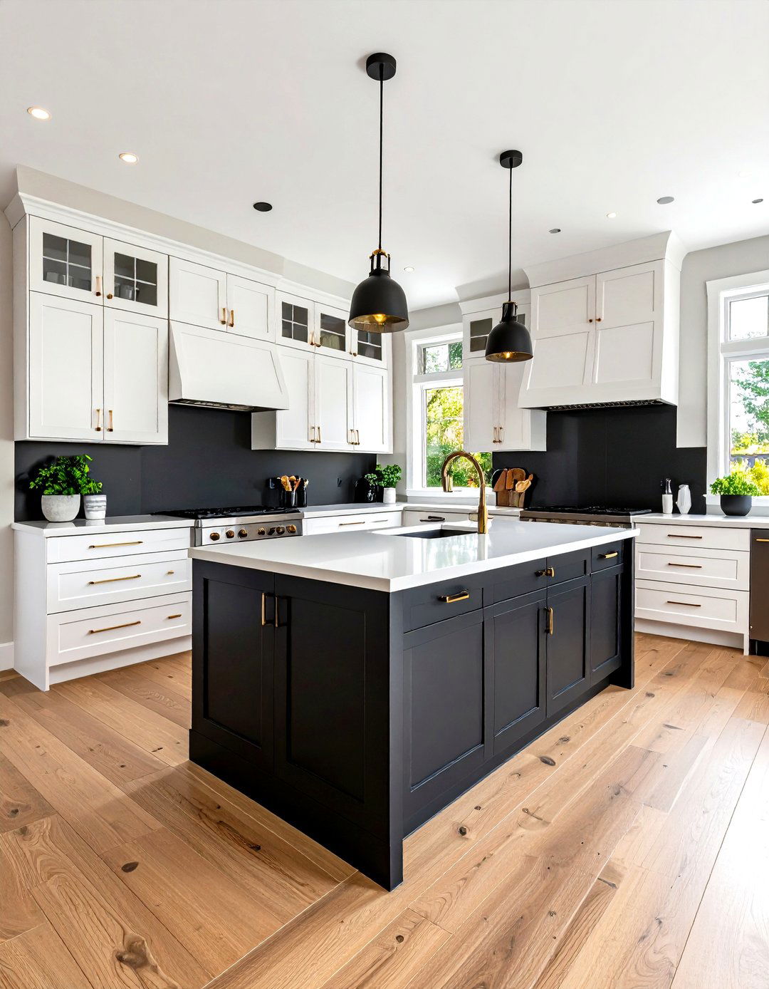 Split Level Monochrome Cabinetry for Vertical Interest - 25 black and white kitchen ideas