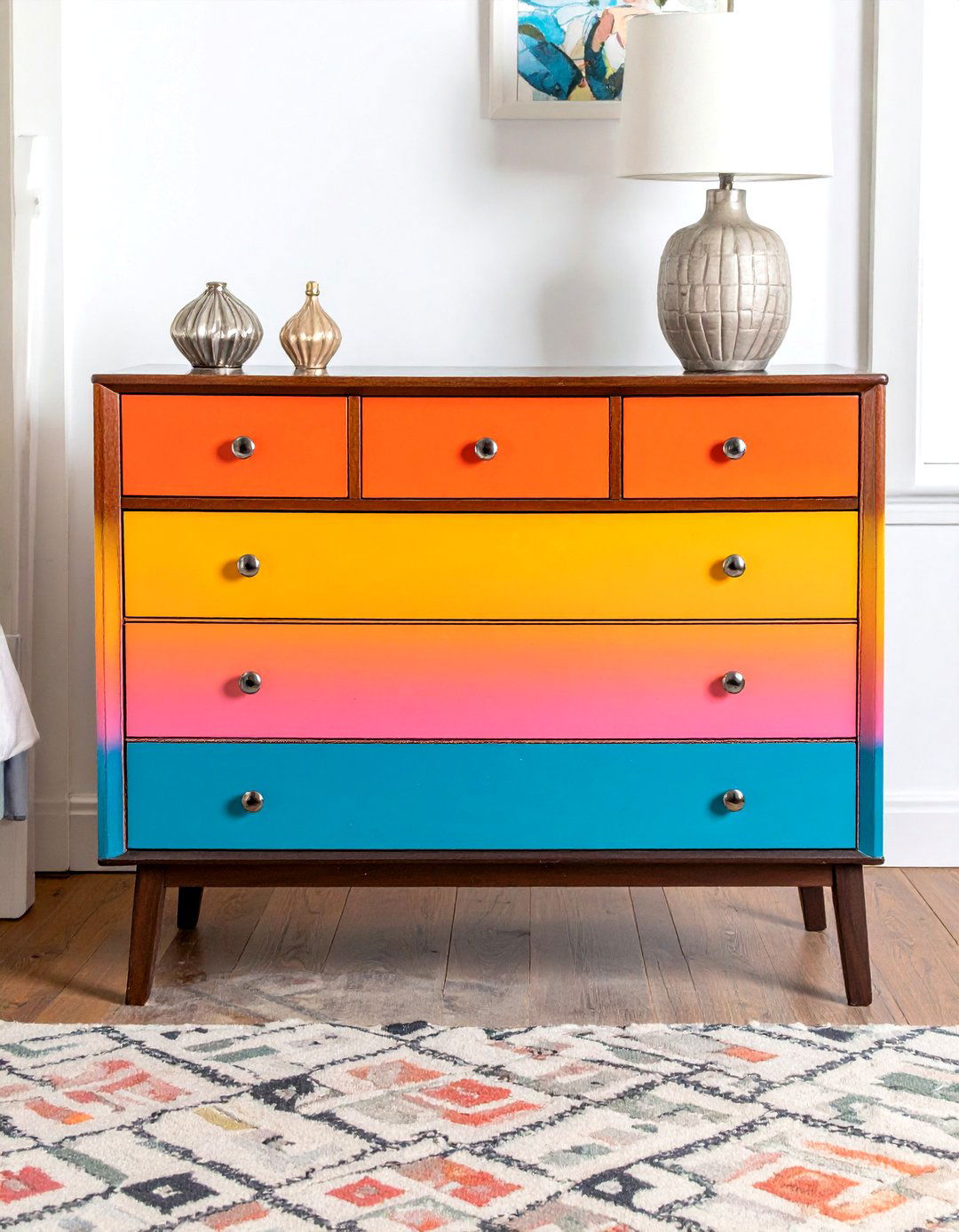 Spray Paint Gradient Dresser Updates Bedroom Storage - 25 80s bedroom ideas