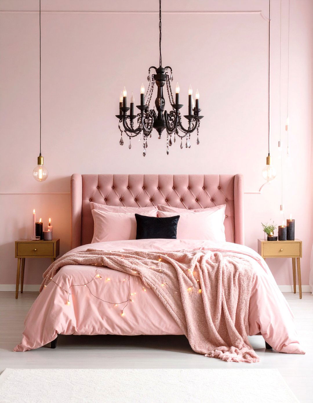 Spray Painted Pink Chandelier - 25 pastel goth bedroom ideas