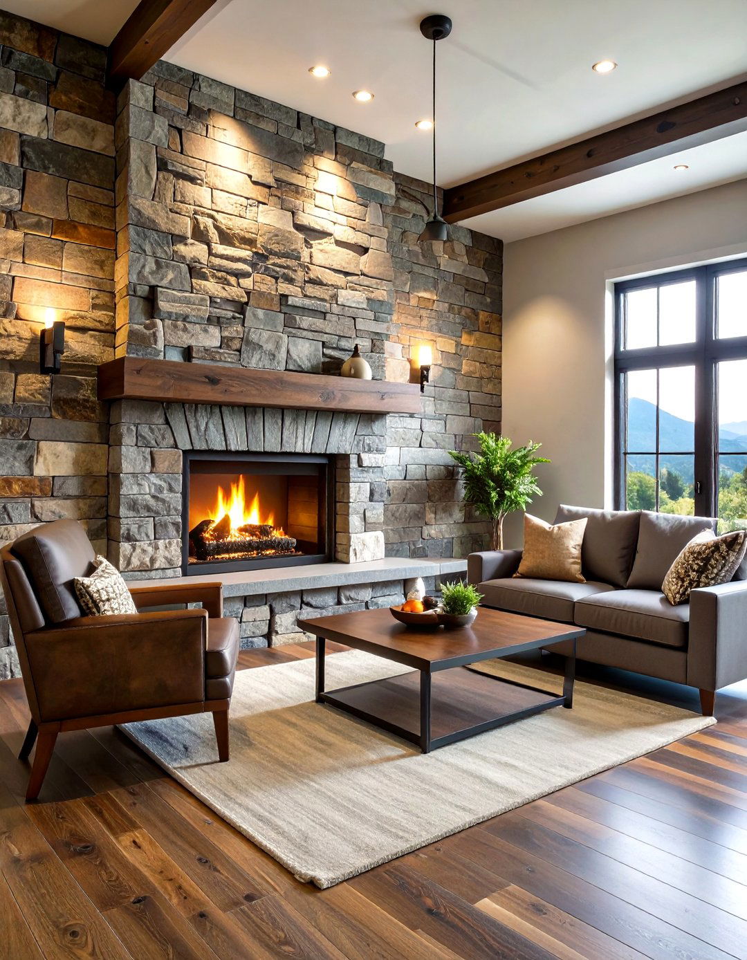 Stacked Slate Veneer Fireplace Backsplash Delivers Rustic Drama - 25 fireplace backsplash ideas