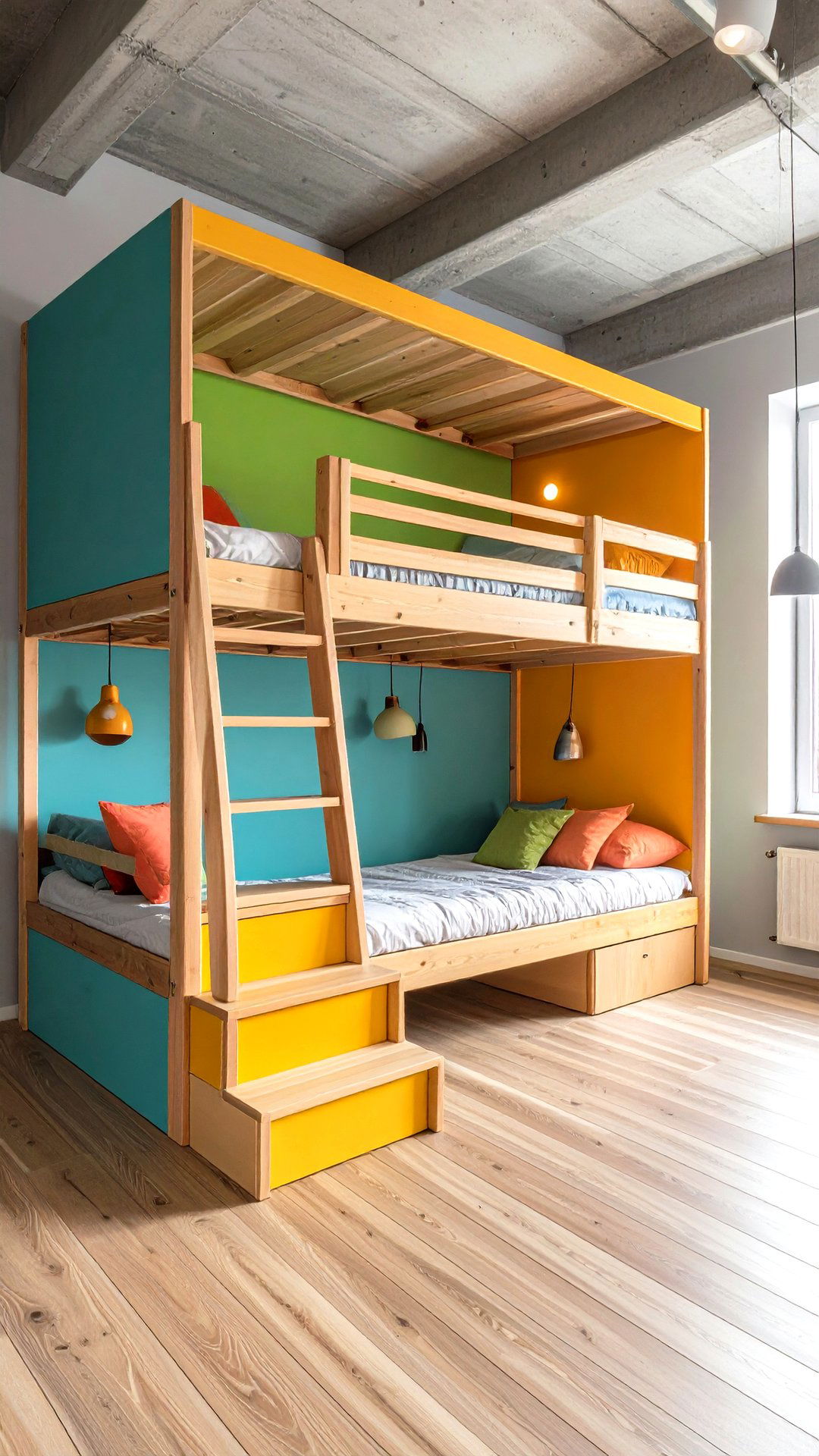 Staggered Built In Bunk Room for Extra Headroom - 25 bunk room ideas