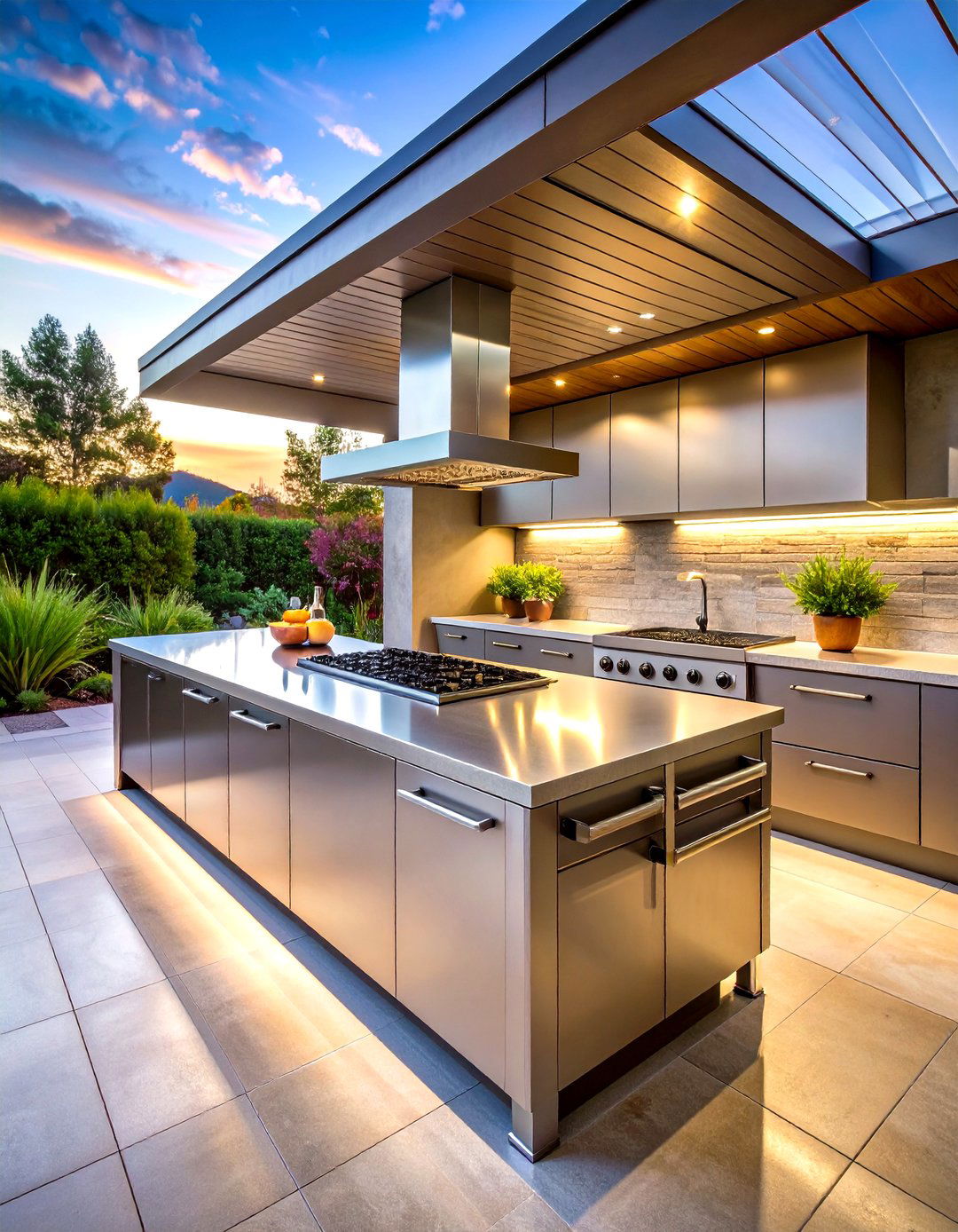 Stainless Steel Countertop for Chef Level Hygiene - 25 outdoor kitchen countertop ideas