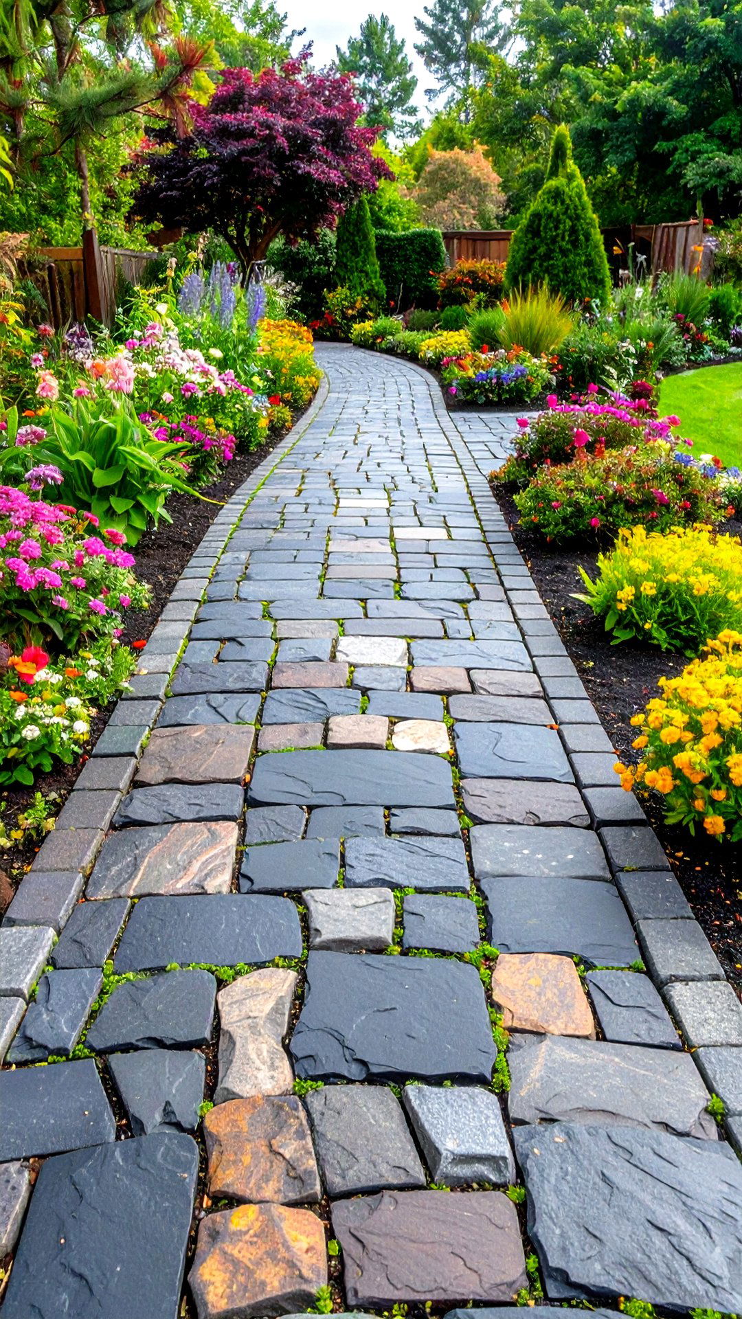 Stamped Asphalt Walkway Imitating Slate or Cobblestone - 25 asphalt walkway ideas