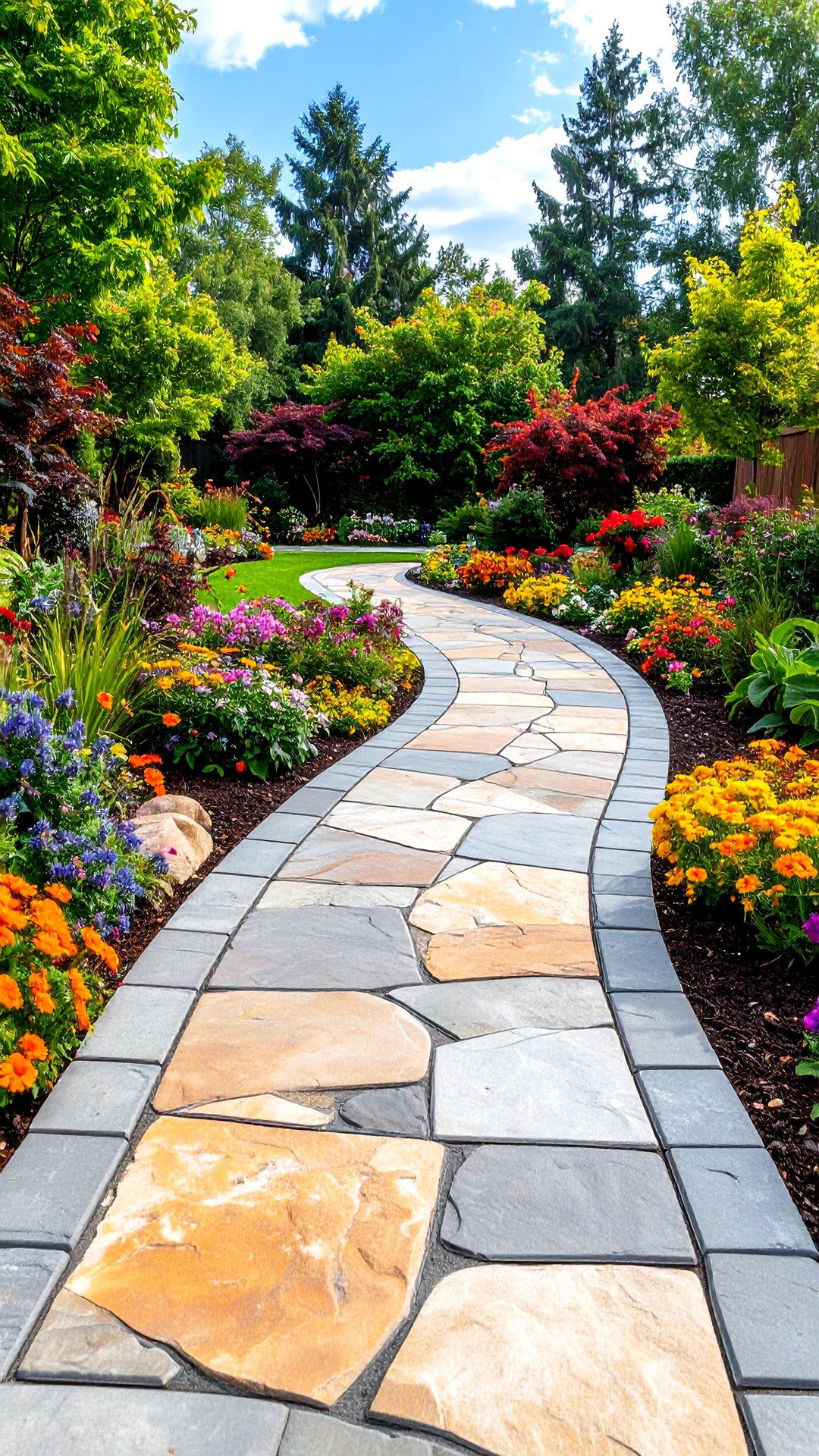 Stamped Concrete Walkway That Imitates Stone - 25 concrete walkway ideas