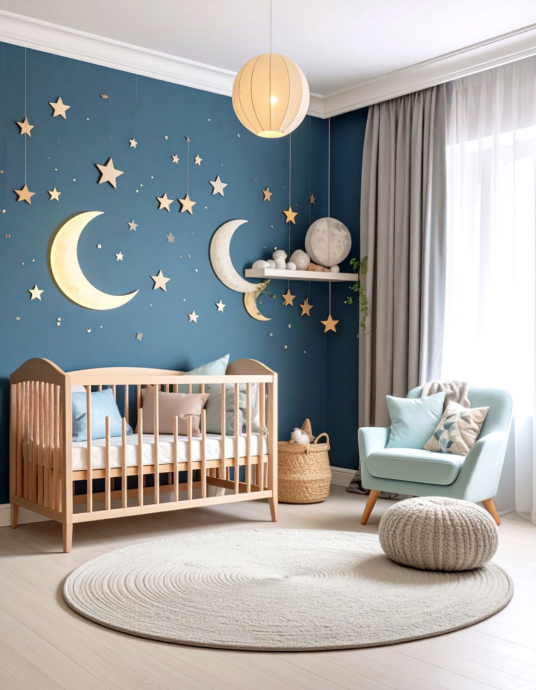 Stars and Moons Accent Wall - 25 nursery accent wall ideas