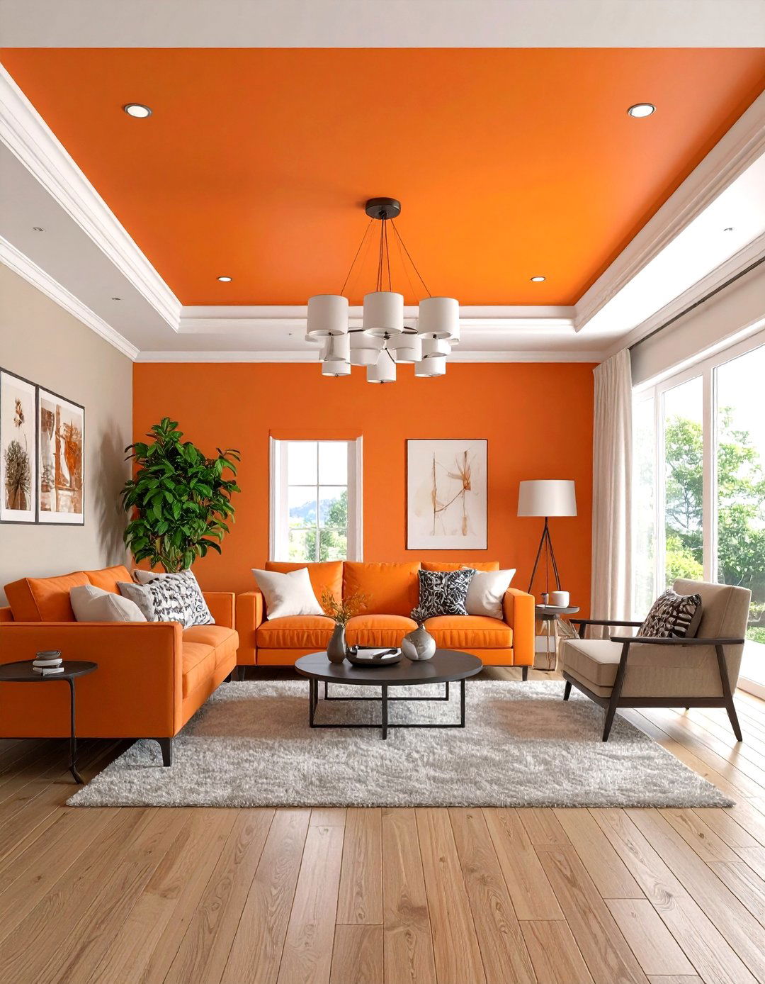 Statement Ceiling Orange Accent Wall - 25 orange accent wall ideas