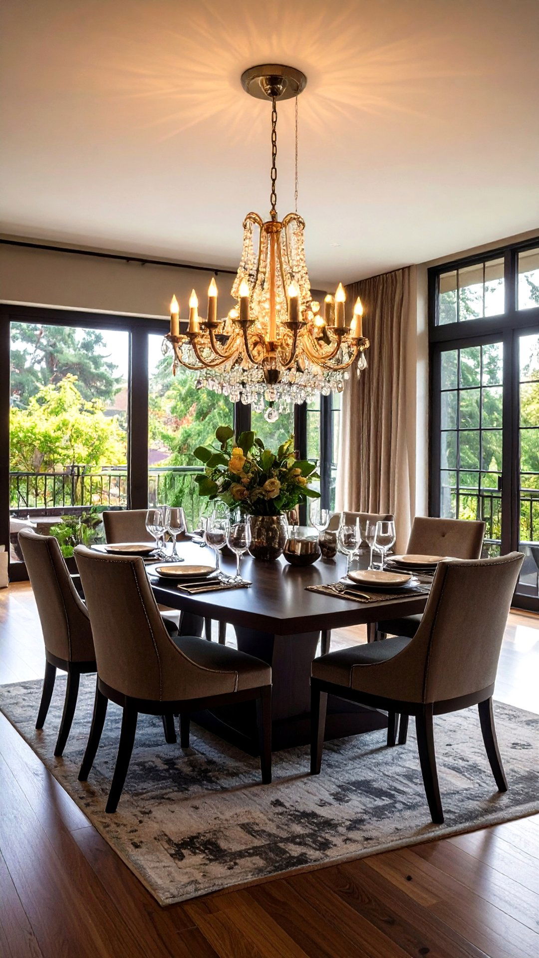 Statement Chrome Chandelier Crowns the Art Deco Dining Room - 25 art deco dining room ideas