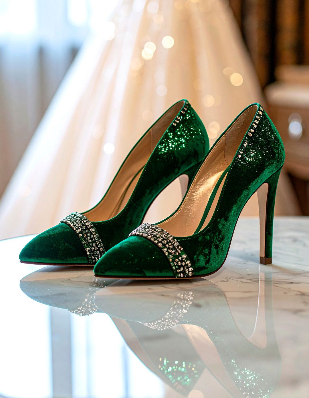Statement Emerald Bridal Shoes - 25 emerald green wedding ideas