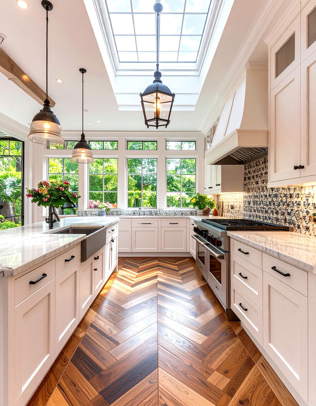 Statement Flooring Draws the Eye Through the Galley Kitchen - 25 galley kitchen ideas