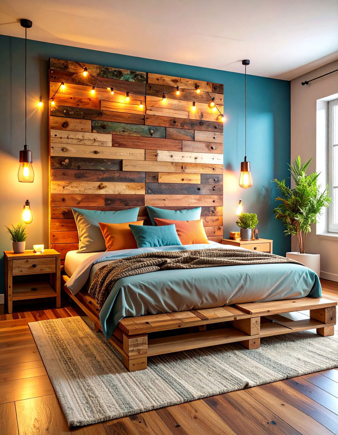 Statement Pallet Headboard - 25 pallet furniture ideas