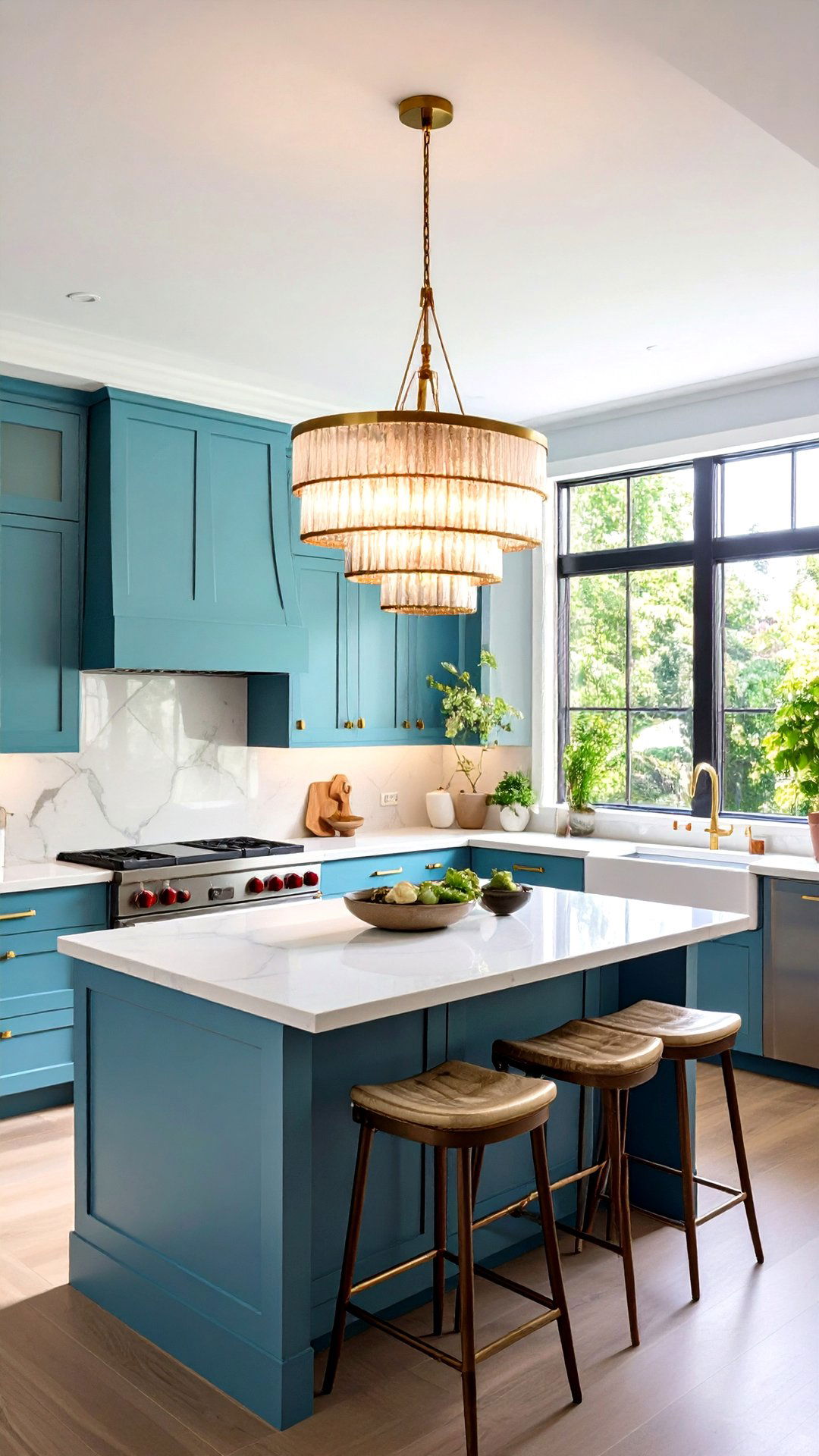Stepped Frosted Glass Pendant Lighting - 25 art deco kitchen ideas