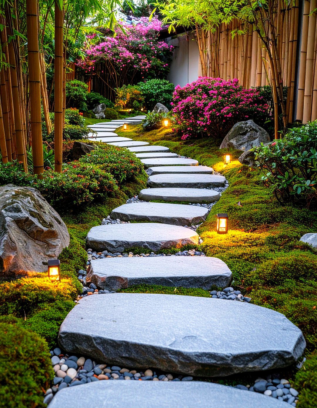 Stepping Stone Pathway Curving Through Plantings - 25 asian landscaping ideas