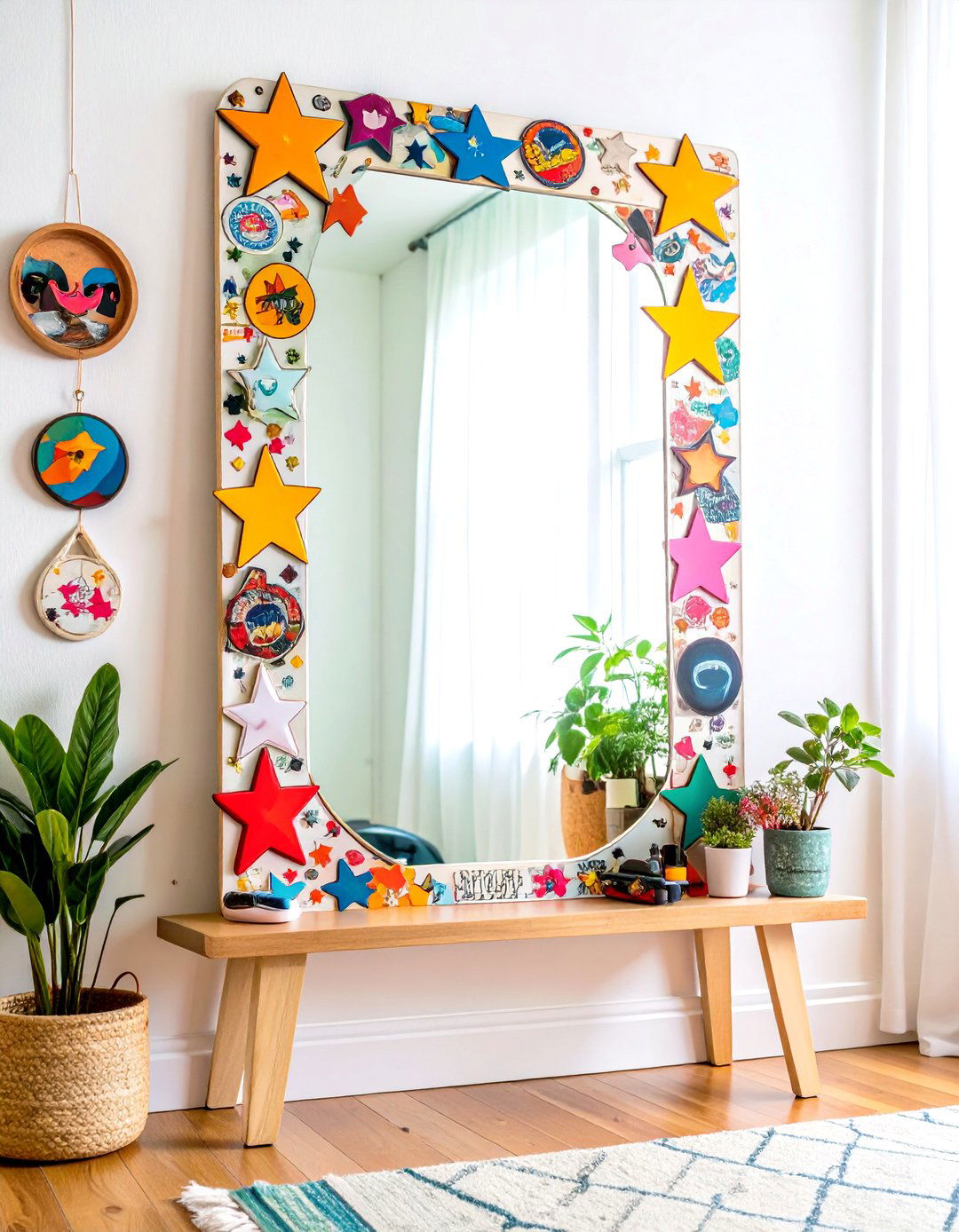 Sticker Covered Mirror Statement in a s Bedroom - 25 90s bedroom decor ideas