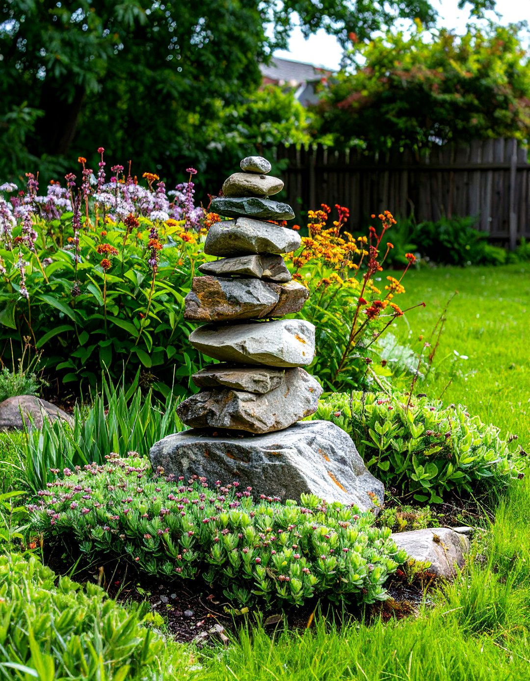 Stone Cairn Stack Garden Focal Point - 25 Garden Focal Point Ideas