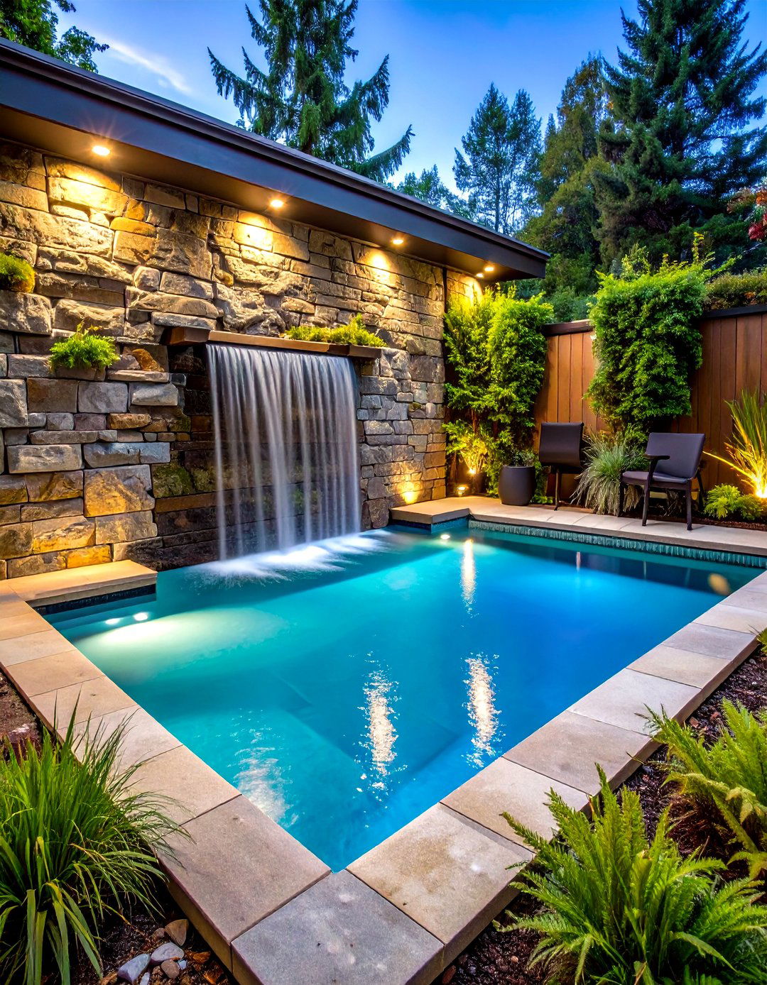 Stone Clad Pool Wall Adds Natural Drama - 25 above ground pool ideas