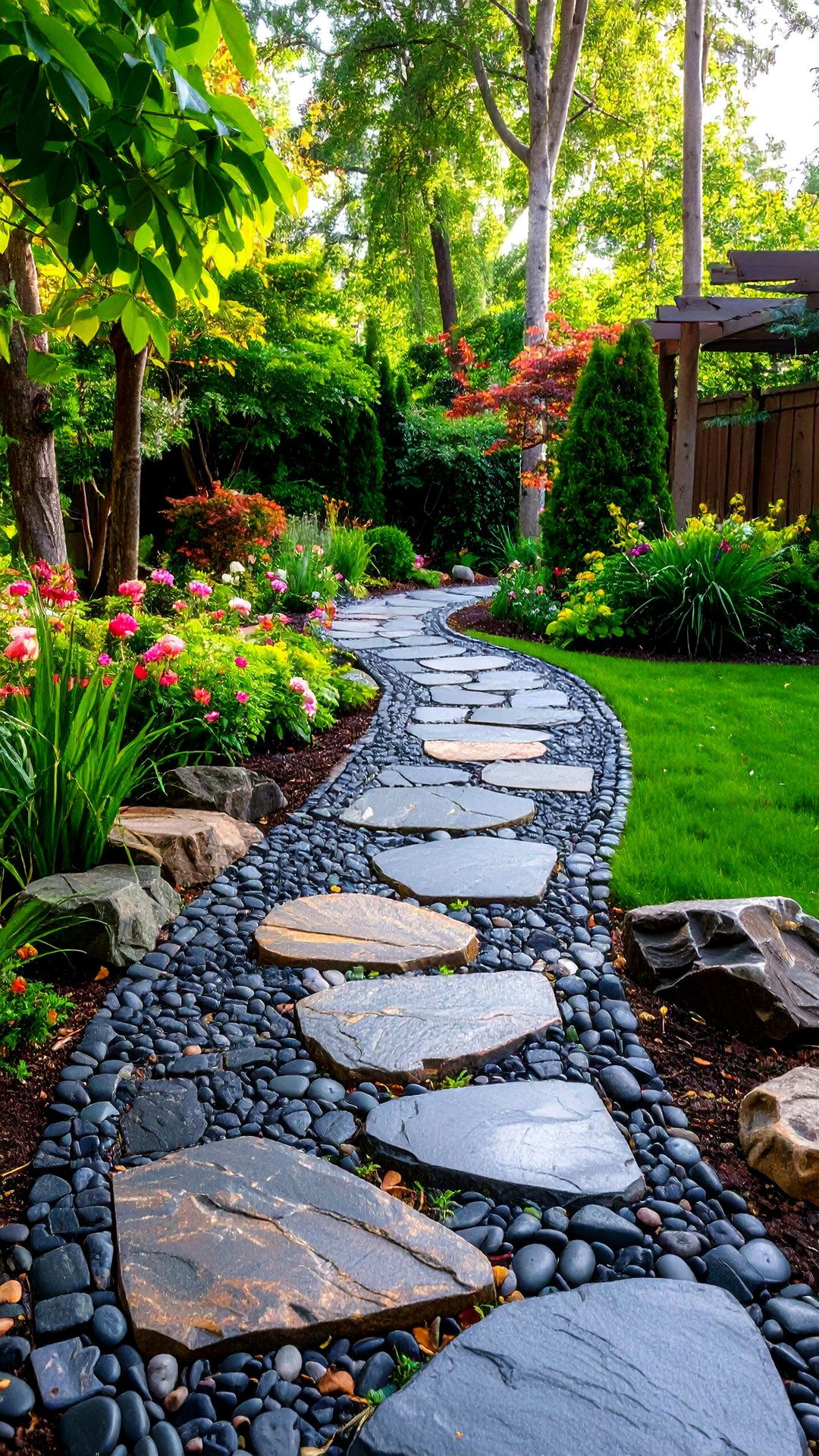 Stone Inlay Asphalt Walkway for Textural Interest - 25 asphalt walkway ideas