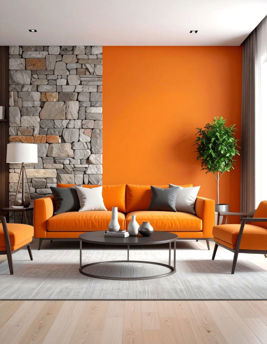 Stone Look Orange Accent Wall - 25 orange accent wall ideas