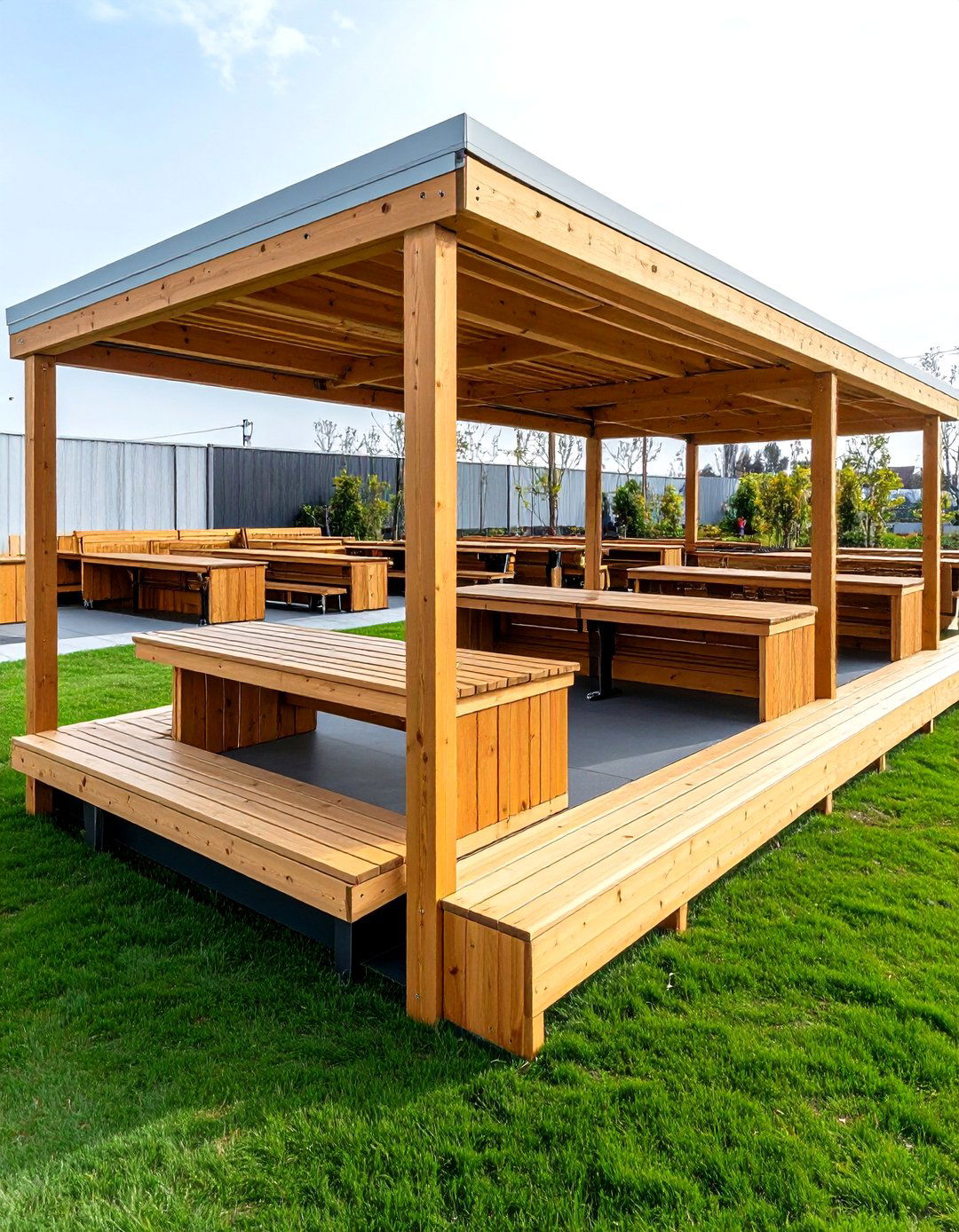 Storage Savvy Pavilion With Modular Benches - 25 outdoor pavilion ideas