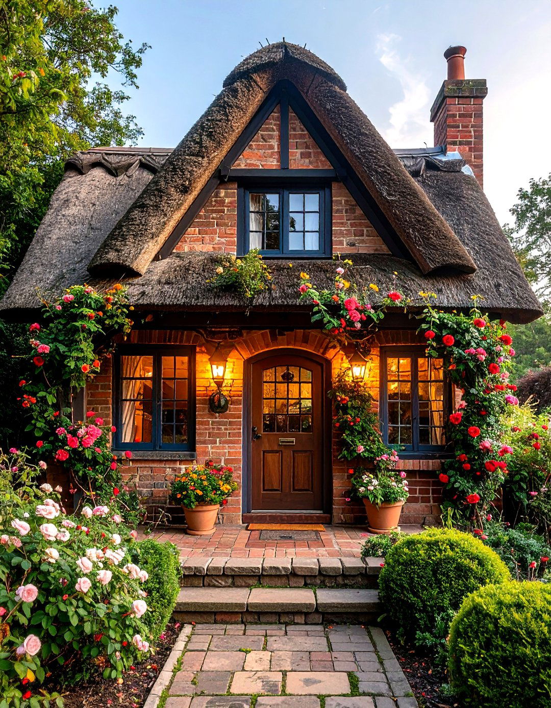 Storybook Thatched Cottage Porch Roof - 25 front porch roof ideas