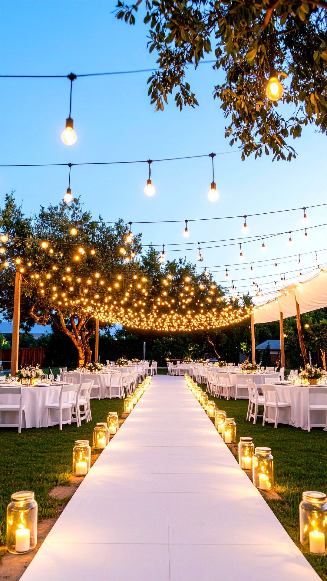 String Light Canopy Casual Wedding Decor - 25 casual wedding ideas