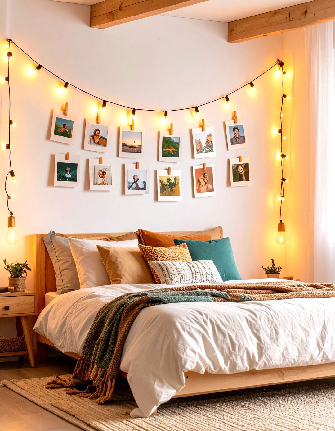 String Light Family Picture Wall - 25 family picture wall ideas