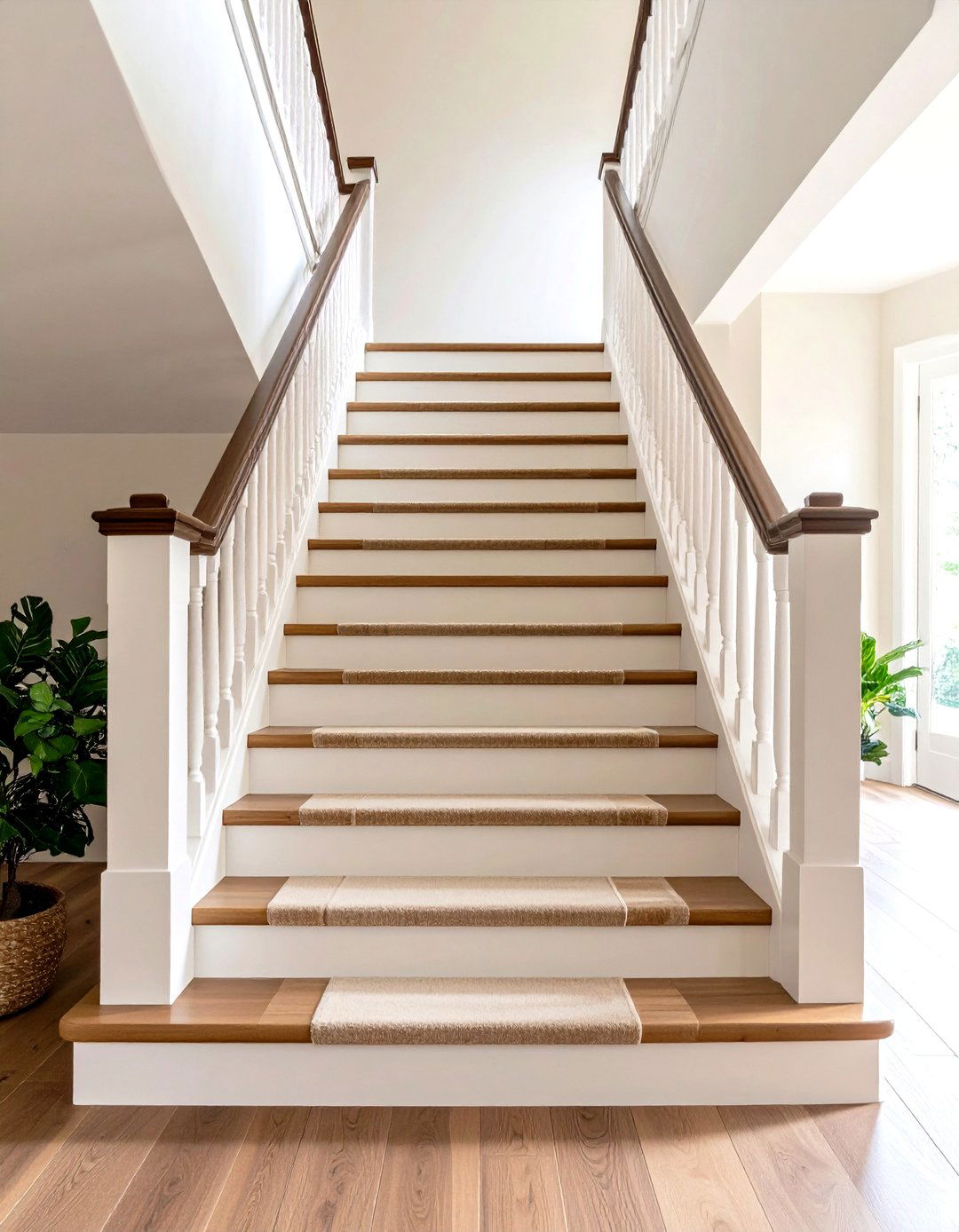 Striped Faux Runner Painted Stairs Guide Traffic - 25 painted stair ideas