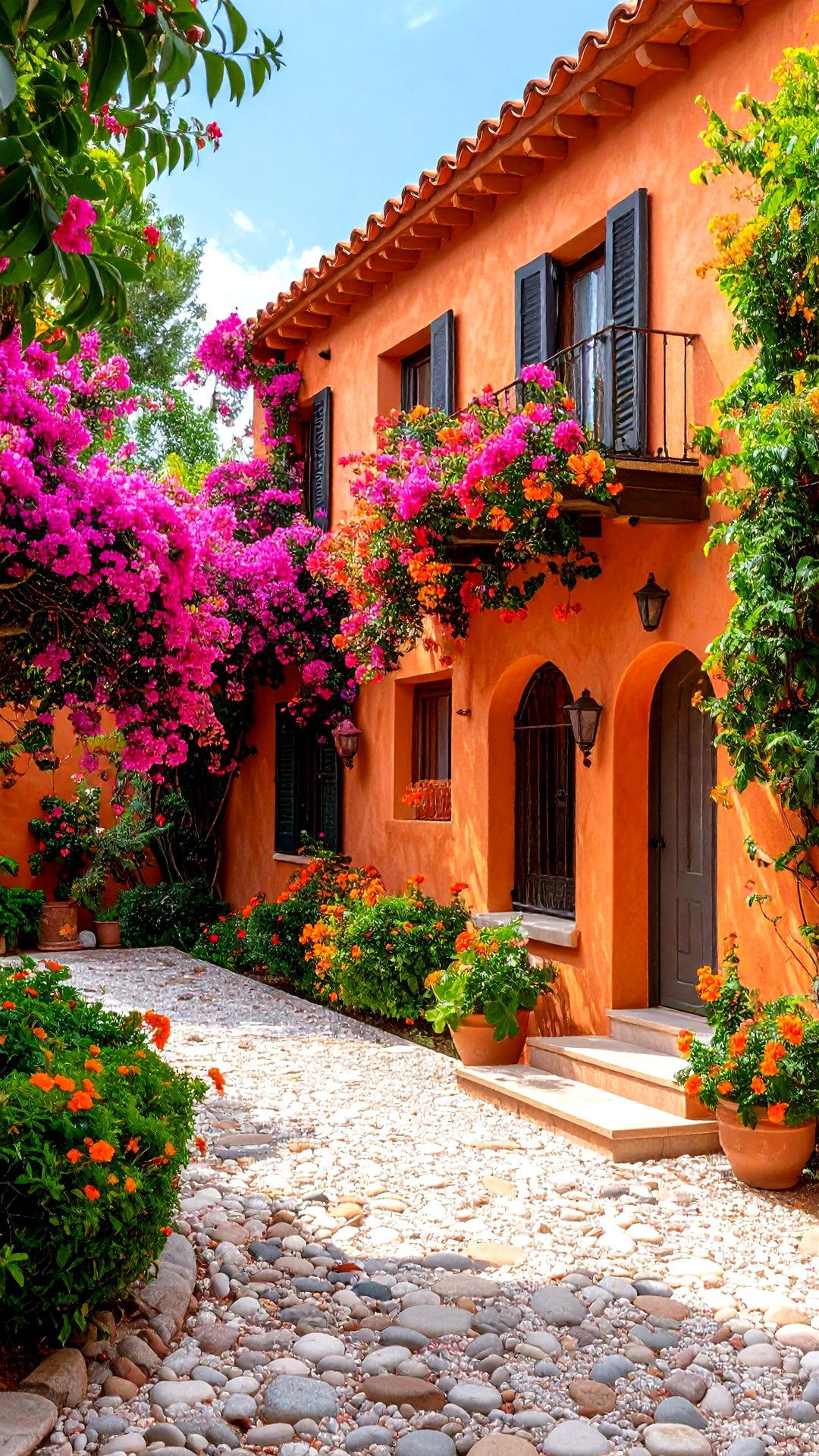 Stucco Garden Wall with Mediterranean Feel - 25 garden wall ideas