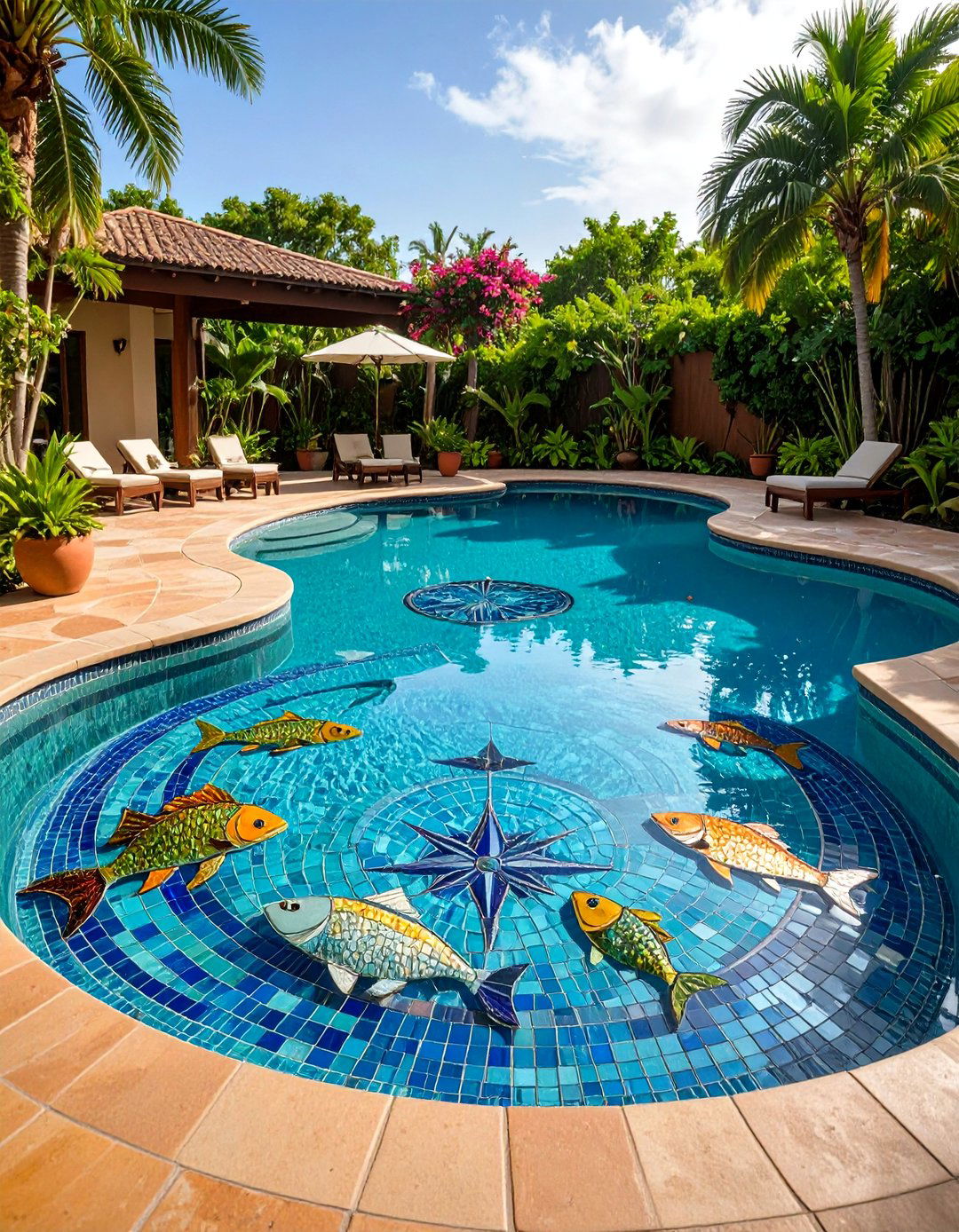 Submerged Mosaic Art Panels - 25 lagoon pool ideas