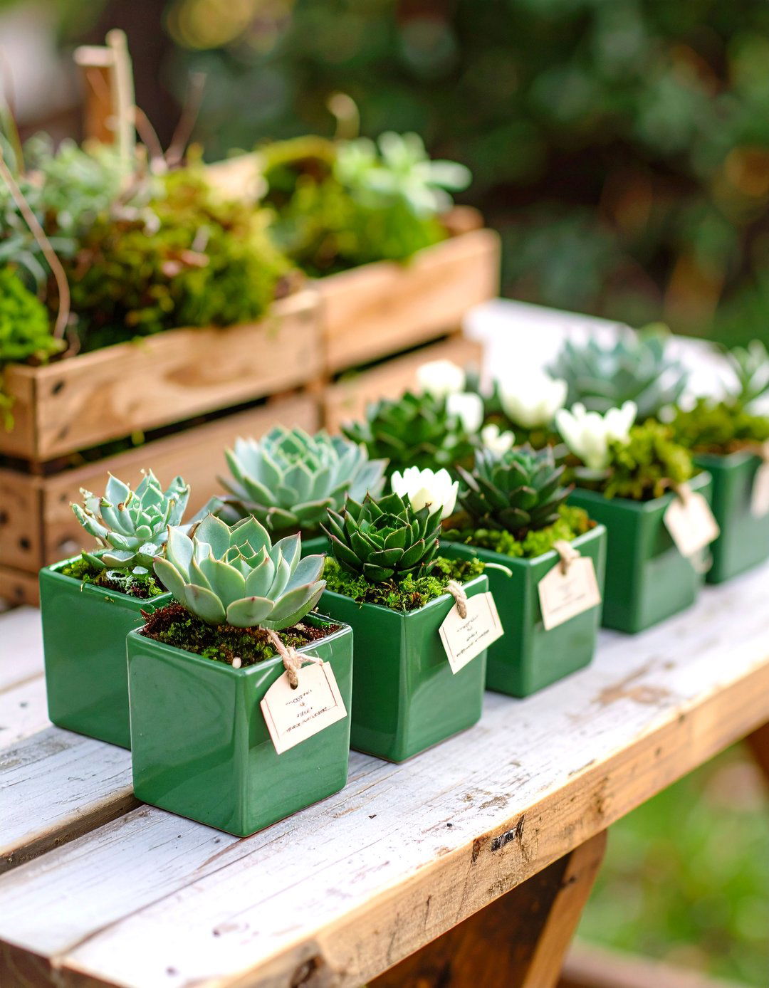 Succulent Favors in Mini Green Pots - 25 emerald green wedding ideas