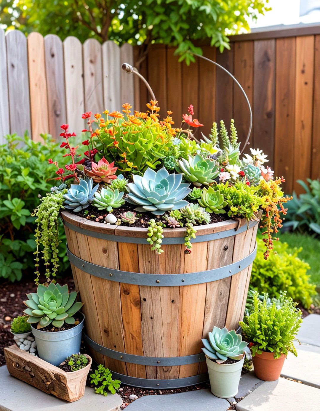 Succulent Pocket Wishing Well Garden - 25 outdoor wishing well garden ideas