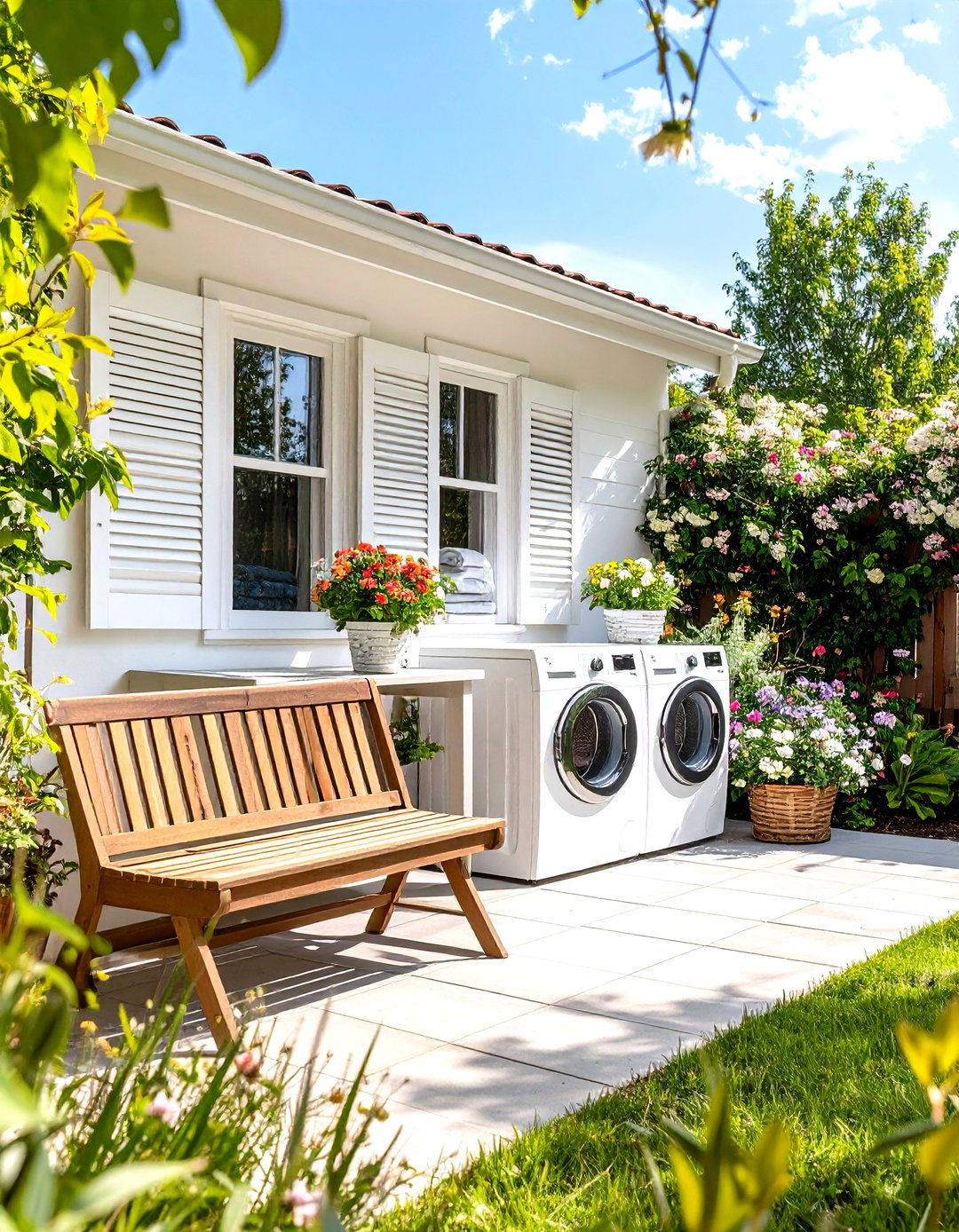 Sun Kissed Courtyard Laundry Niche - 25 outdoor laundry area design ideas