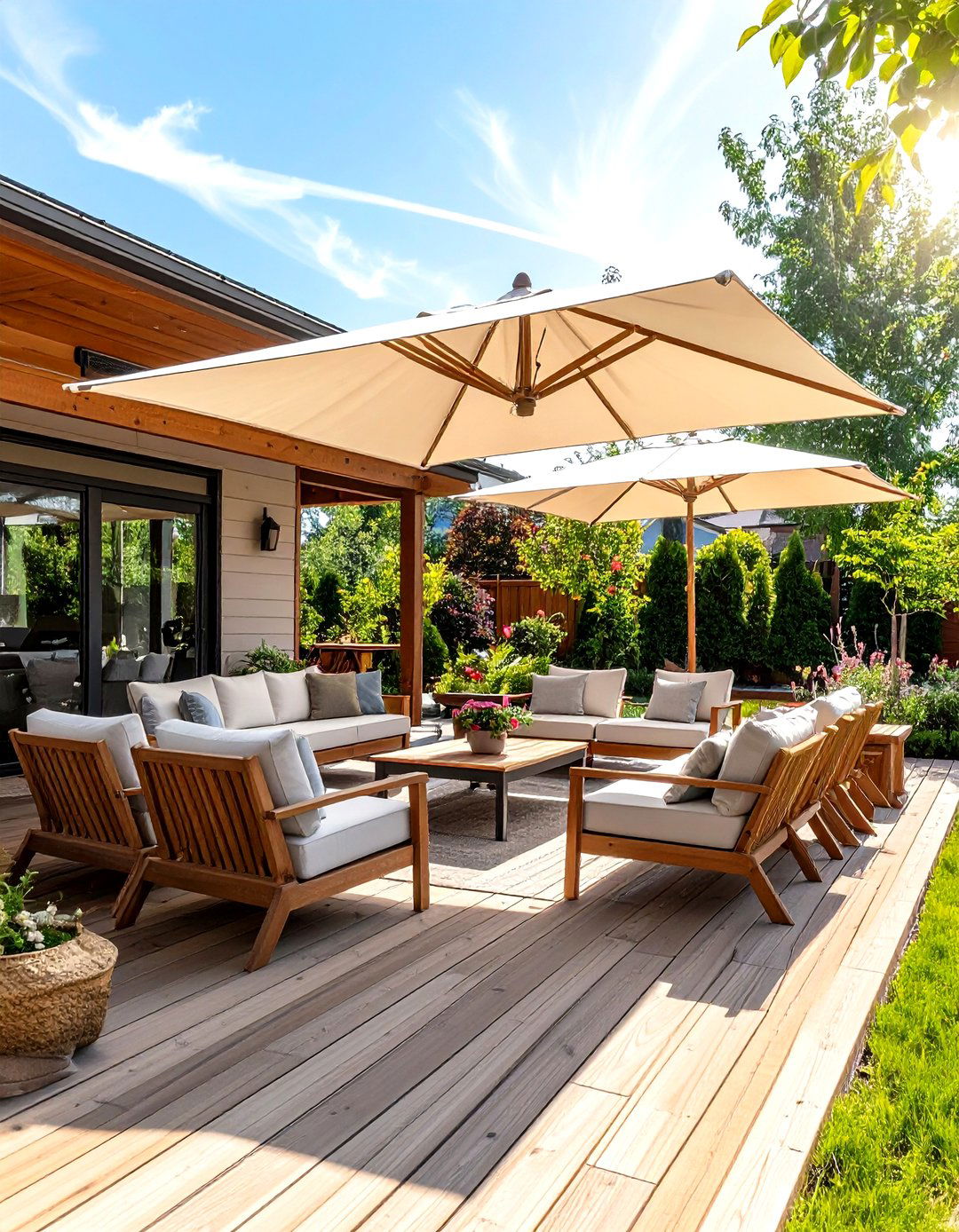 Sun and Shade Combo on a Deck Space - 25 partially covered deck ideas
