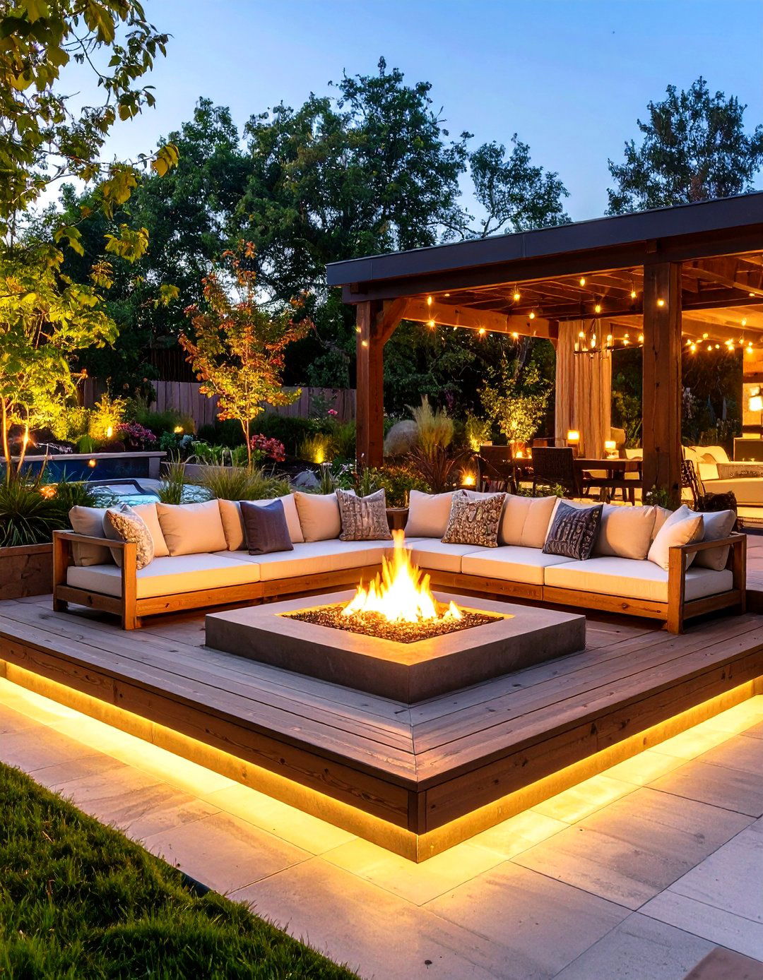 Sunken Fire Pit Lounge Outdoor Living Space - 25 outdoor living space ideas