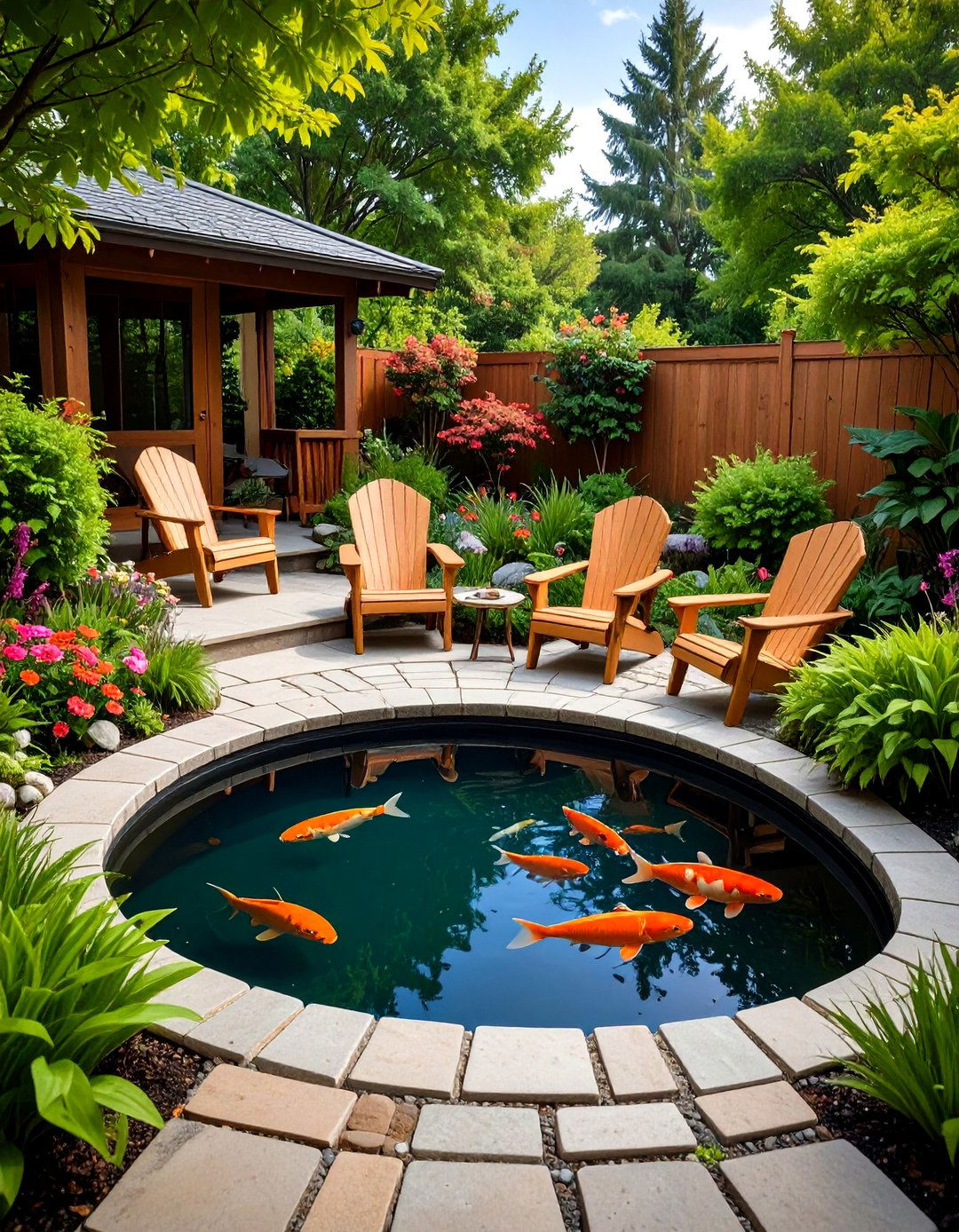 Sunken Pond Side Outdoor Seating Nook - 25 outdoor seating ideas