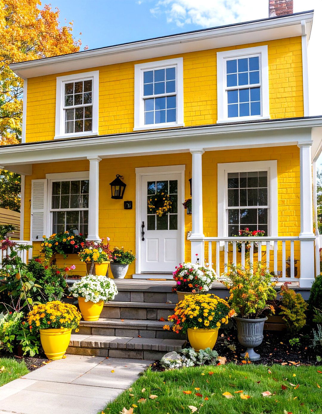 Sunny Yellow Painted Brick House - 25 painted brick houses