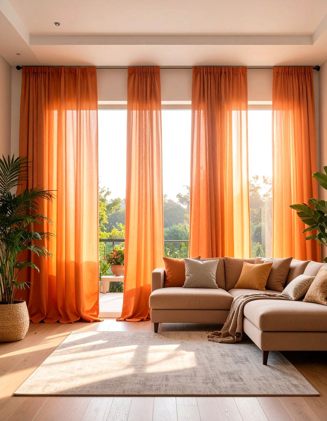 Sunset Striped Curtains as Flexible Accent - 25 orange room ideas