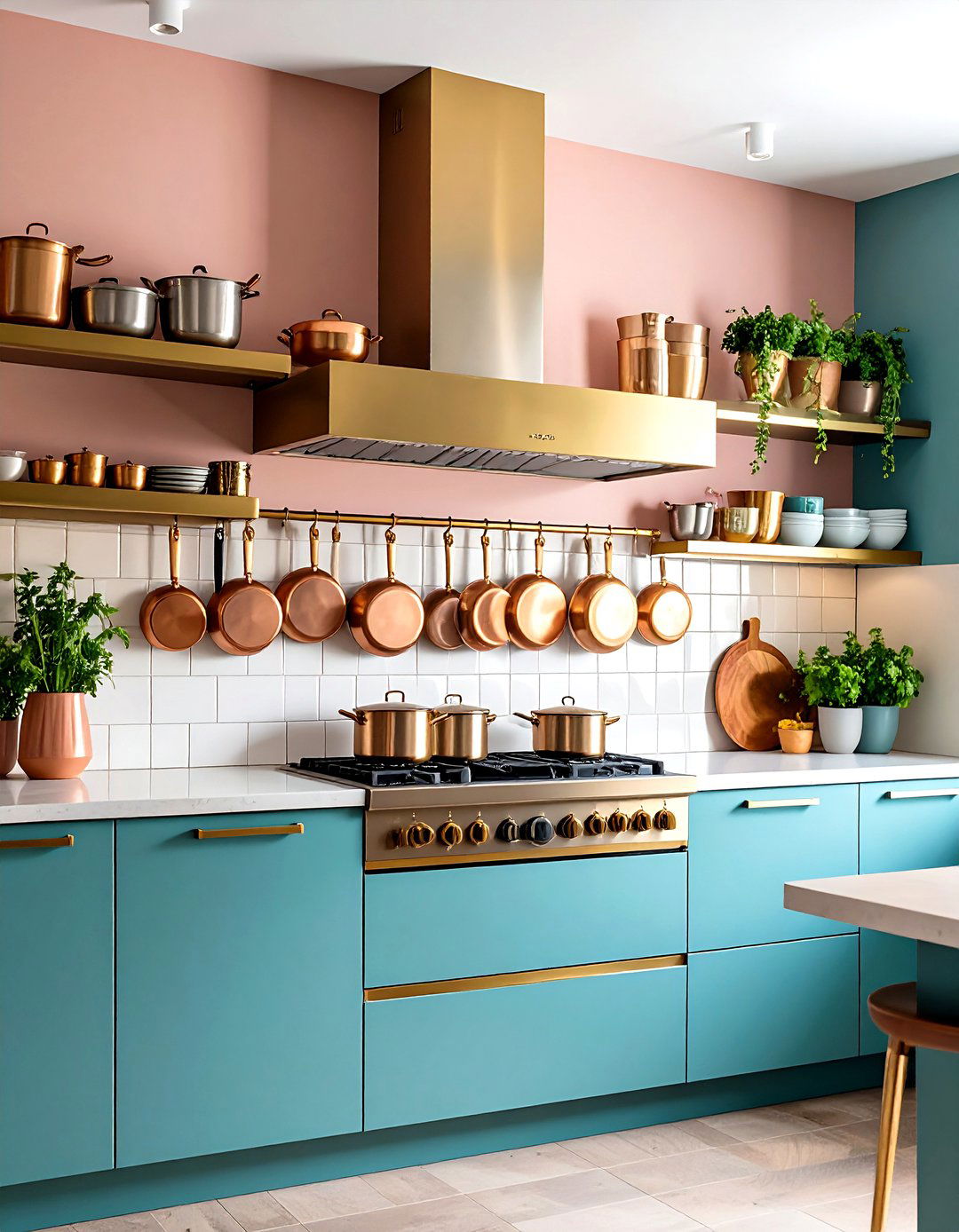 Suspend a Pot Rail to Free Up Cabinets - 25 open kitchen ideas