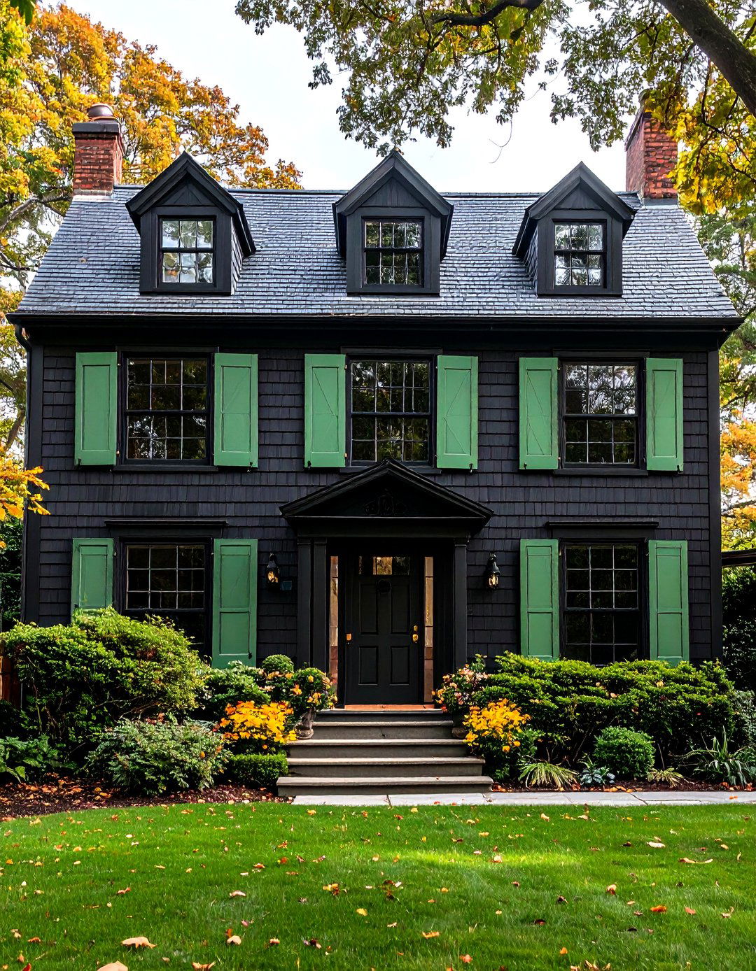Sussex Green HC Olive Green Paint Color for Heritage Flair - 25 paint colors for a modern black house with cedar accents